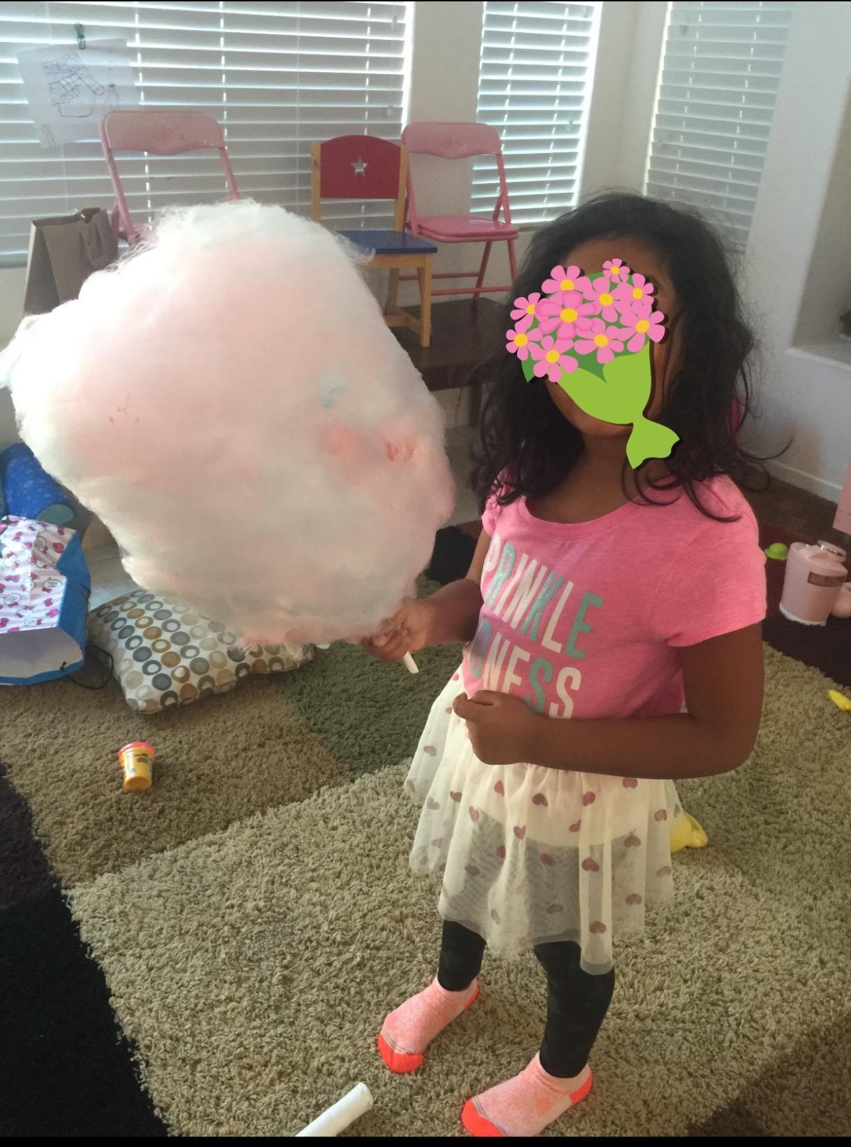 Cotton Candy Machine - Bright, Colorful Style- Makes Hard and Sugar Free Candy, Sugar Floss, Homemade Sweets for Birthday Parties - Includes 10 Cones & Scooper customer photo 1