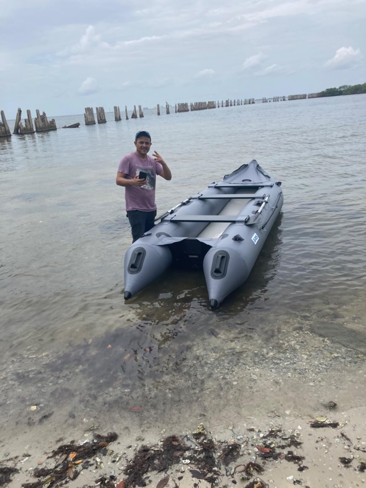 BRIS 14.1ft Inflatable Boat Inflatable Kayak 3 Person Kayak Canoe Fishing pontoon Boat customer photo 2
