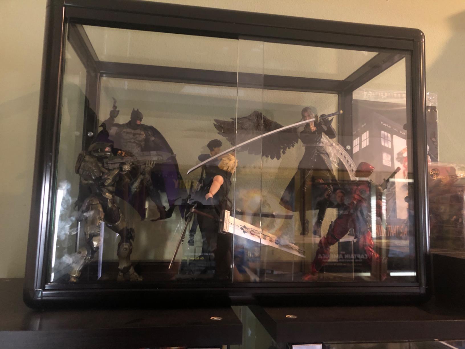Elegant Black Aluminum Display Table Top Tempered Glass Show Case. Sliding Glass Doors with Lock customer photo 2