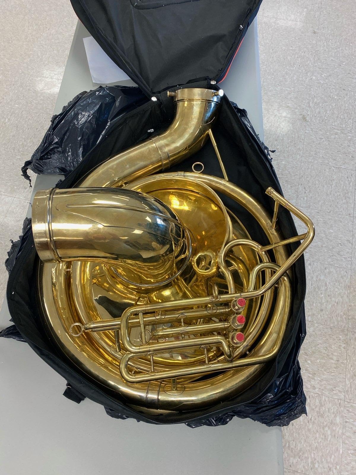INDIAN HANDMADE BRASS FINISH SOUSAPHONE BRASS MADE TUBA MOUTH PIECE WITH CARRY BAG 25