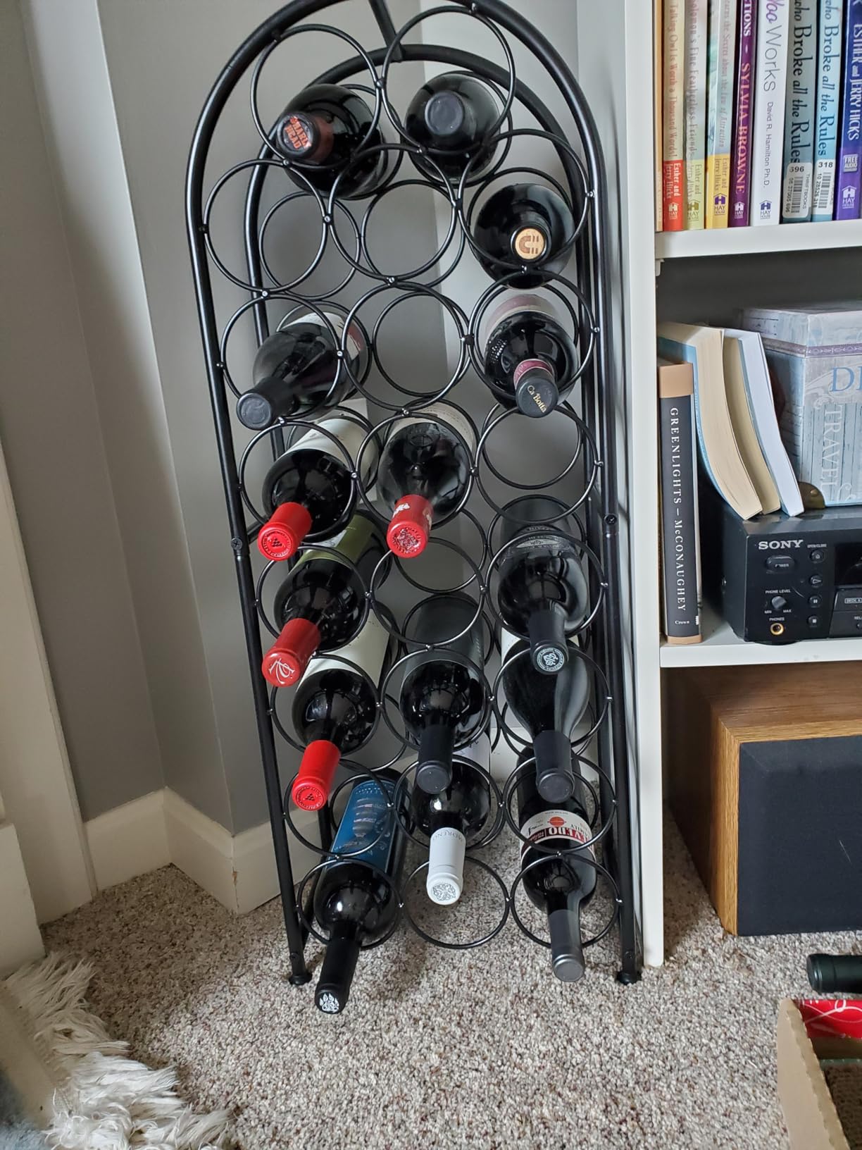 PAG 23 Bottles Arched Freestanding Floor Metal Wine Rack Wine Bottle Holders Stands, Black customer photo 1