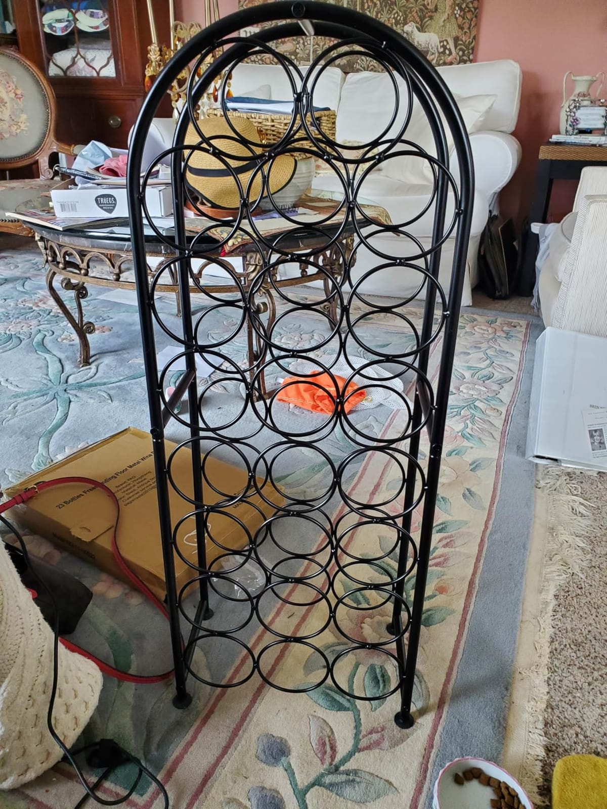 PAG 23 Bottles Arched Freestanding Floor Metal Wine Rack Wine Bottle Holders Stands, Black customer photo 2