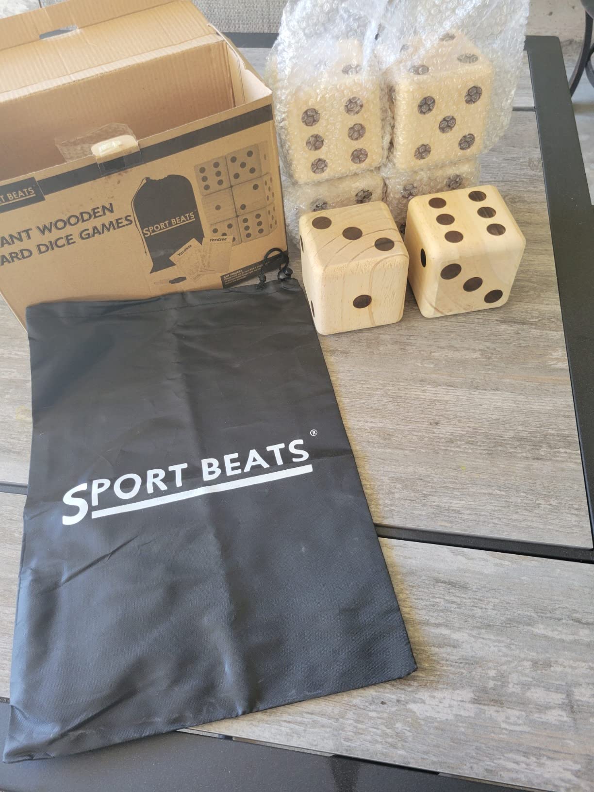 Giant Wooden Yard Dice Set Outdoor Lawn Games for Adults and Family | 3.5 Inch Size, Set of 6 Dice, 1 Carry Bag, Scorecard with 2 Games, for Backyard Camping Tailgating customer photo 2