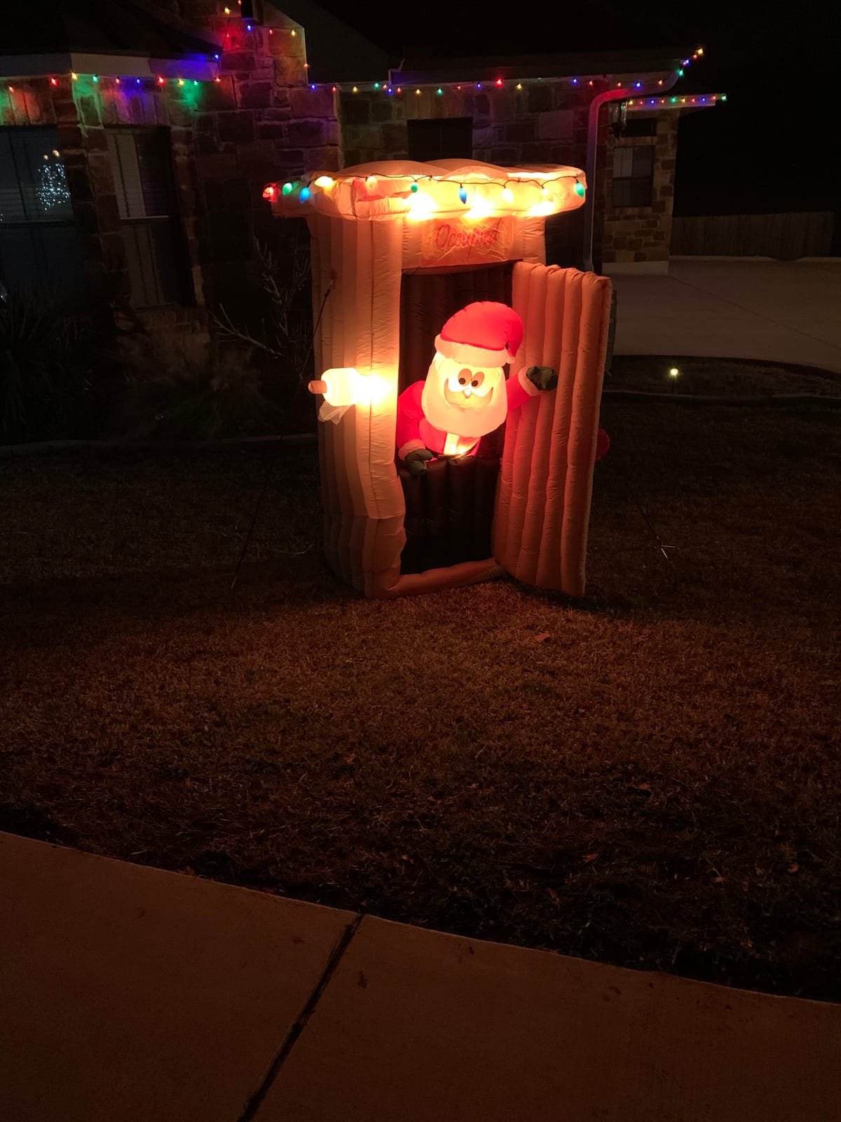 Gemmy Christmas Inflatable 6 FT Tall Animated LED Lighted Outhouse Santa Outdoor Yard Prop customer photo 1