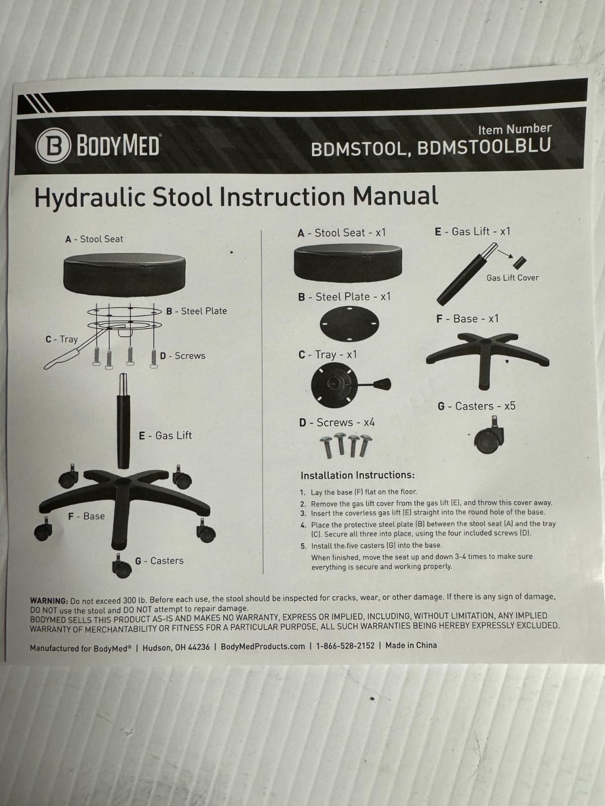 BodyMed Rolling Exam Stool with Wheels, 18.5 Inch to 25 Inch Adjustable Height for Dentists, Spas, & Healthcare Environments, 5 Casters, Easy Assembly, Black customer photo 1