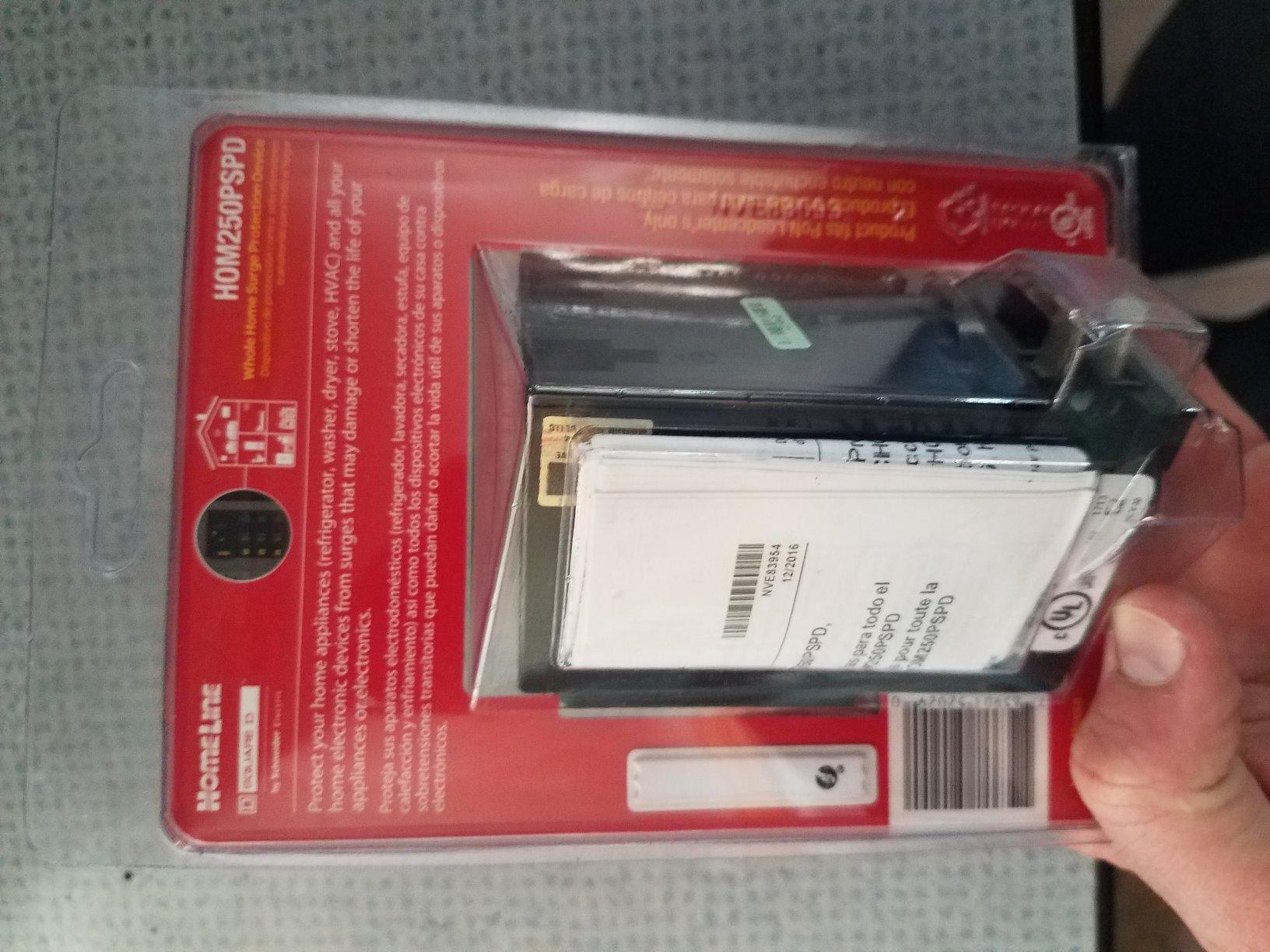 Square D HOM250PSPD Homeline Whole House Surge Protection Device, 50kA, 120/240V, 1-Phase, Plug-On Neutral customer photo 2