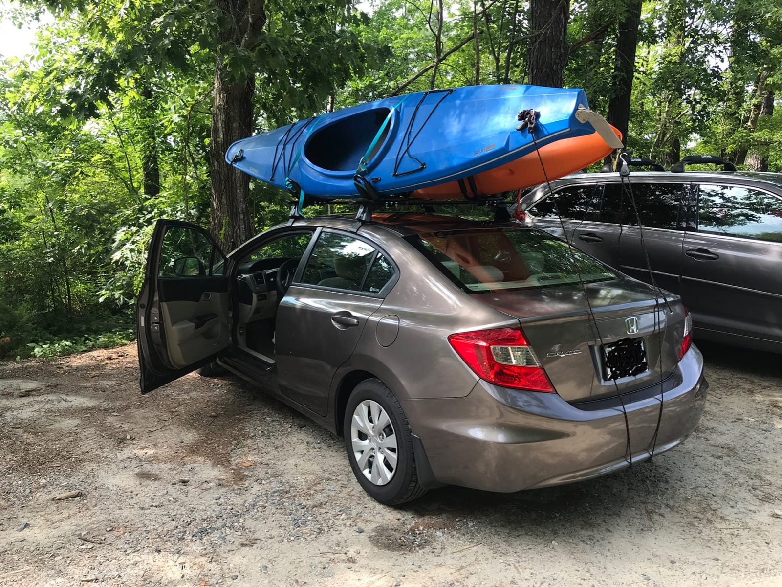 2 Pairs Heavy Duty Kayak Rack-Includes 4 Pcs Ratchet Tie-Mount on Car Roof Top Crossbar-Easy to Carry Kayak Canoe Boat Surf Ski (J-Bar Rack) | J-Bar Rack customer photo 2