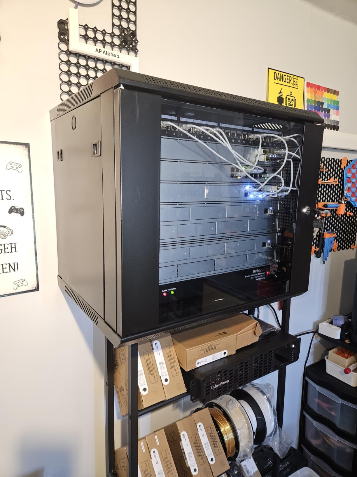 NavePoint 12U Server Rack Enclosure with Glass Door, Cooling Fan, Locks, & Removable Side Panels - 12U Wall Mount Network Cabinet 19 Inch Rack 17.7