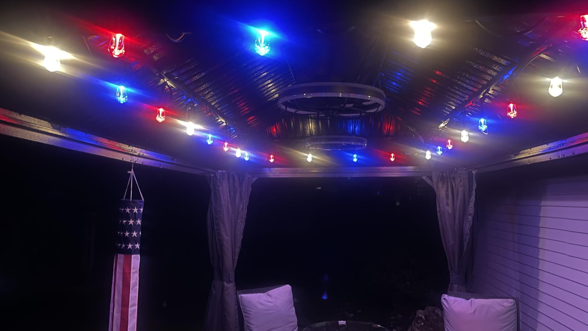 Enbrighten Vintage Outdoor String Lights, 48ft, 24 RGB Acrylic Bulbs, Weatherproof, RF Remote Control, Perfect for Holidays, Gameday, Parties, and More, 37790 customer photo 2