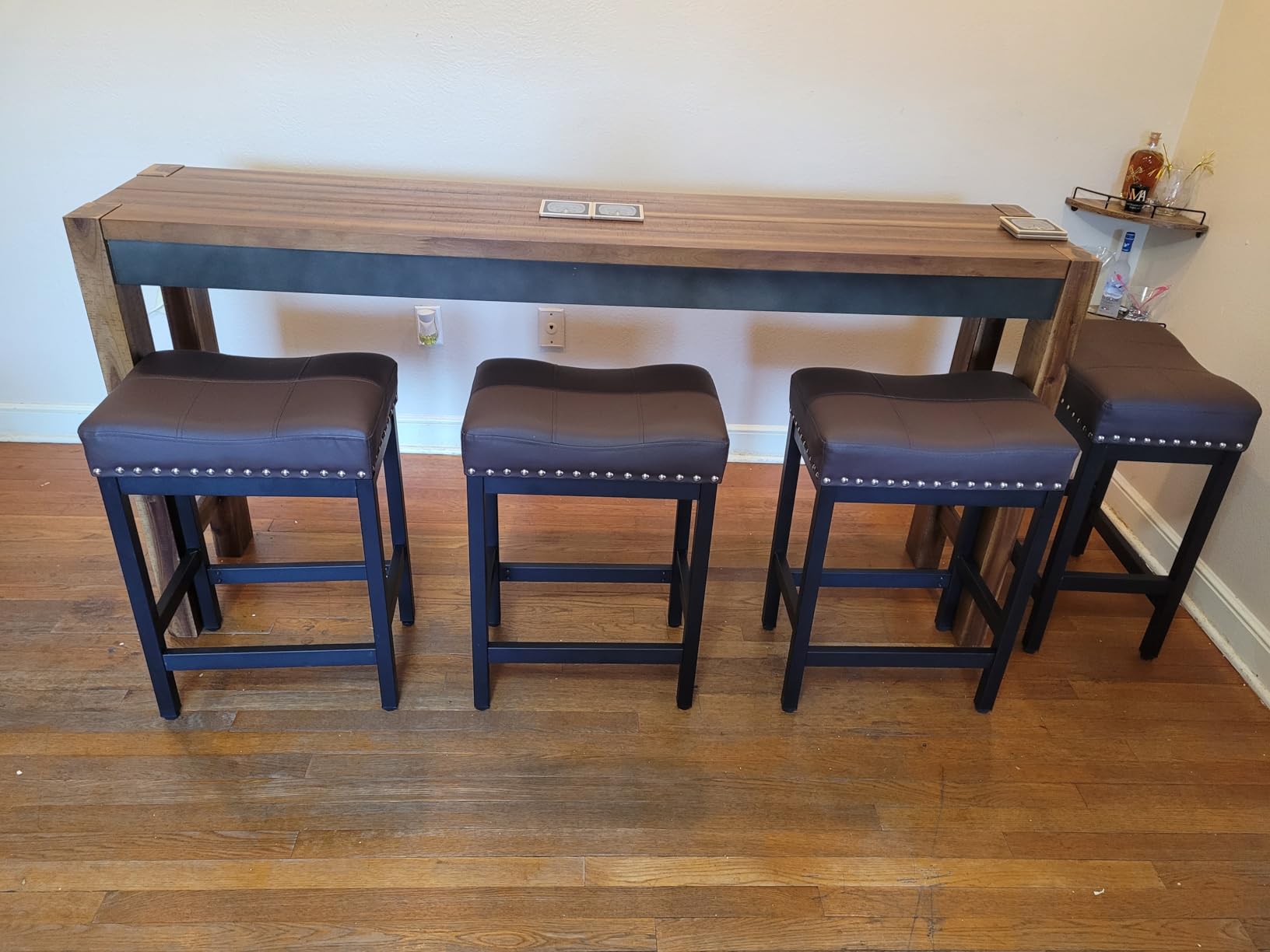 Signature Design by Ashley Counter Height Dining Table, 72-in Behind Couch | Seats 3, Veneers, Wood and engineered wood, Behind couch table, Slim 16-in depth, Torjin Series customer photo 1