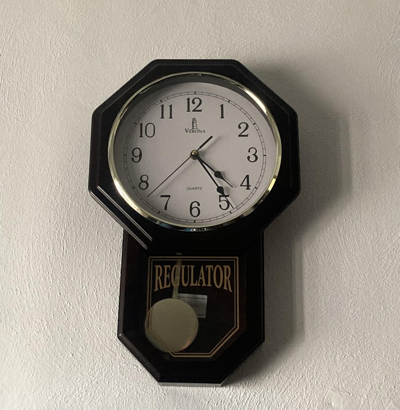 Pendulum Wall Clock Battery Operated, Real Wood Regulator Clock, Quiet | Schoolhouse Design with Pendulum customer photo 2