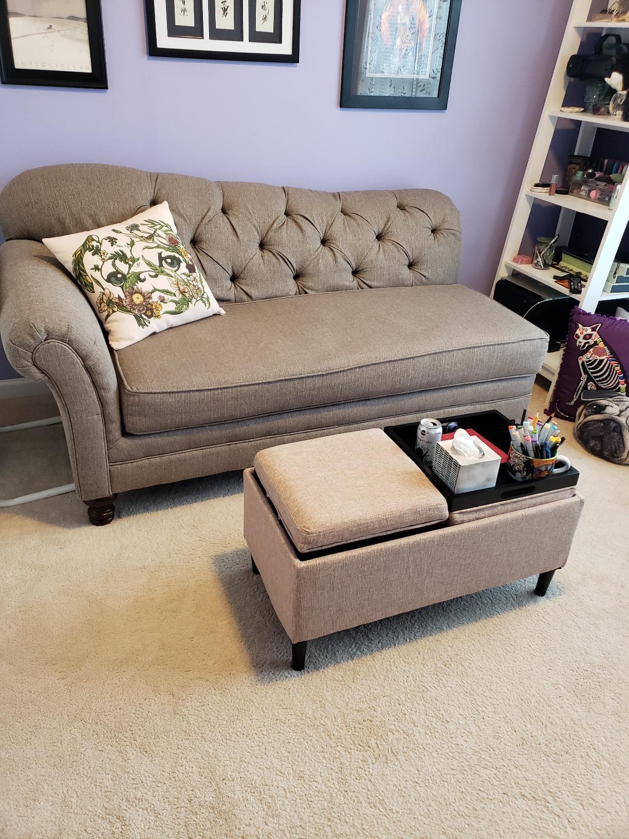 Convenience Concepts Designs4Comfort Magnolia Storage Ottoman with Reversible Trays, Tan Fabric customer photo 2