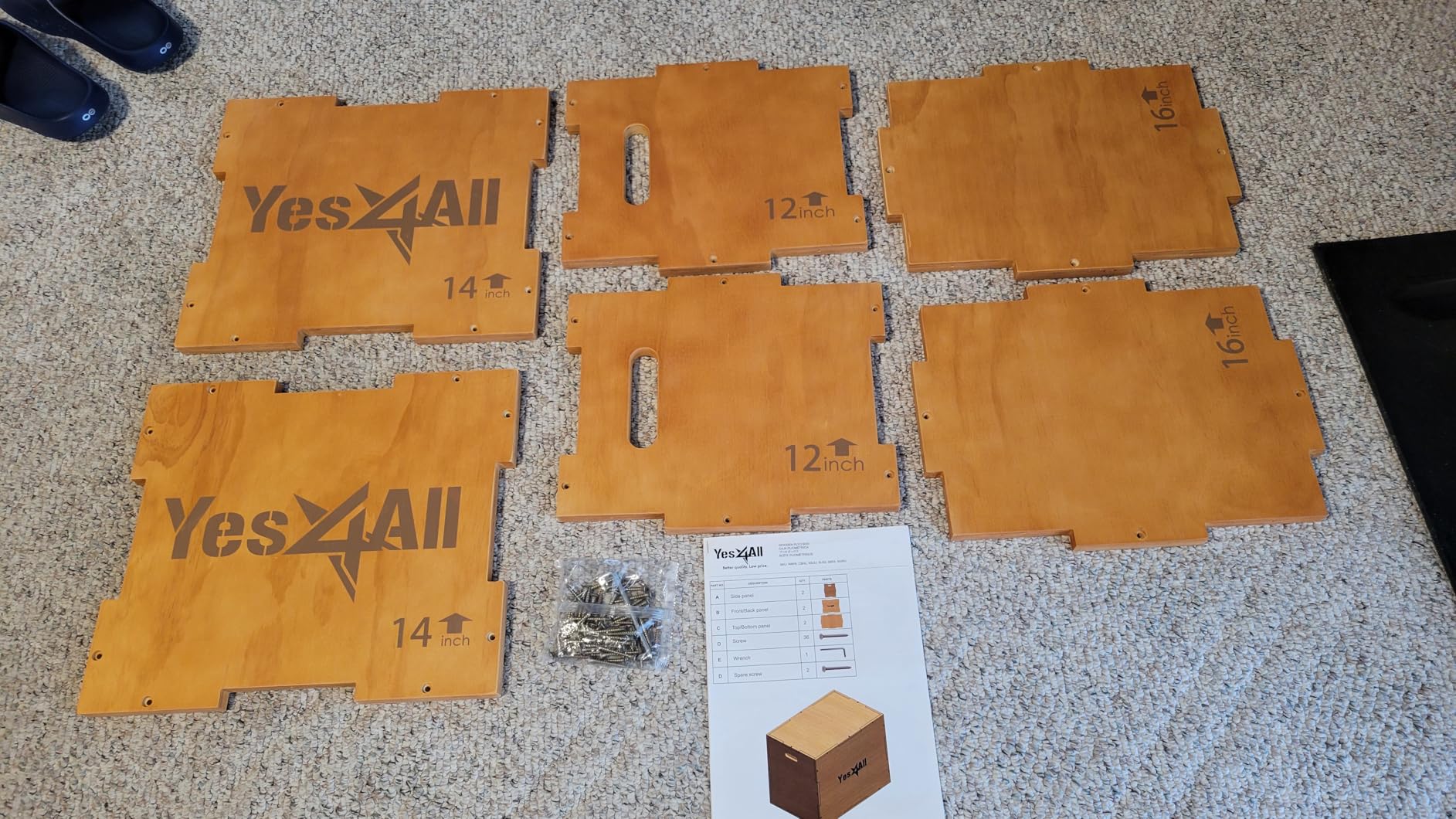 Yes4All Plyo Box, 3-in-1 Wooden Box Jump for Home Gym, Lunges, Squats, Dips customer photo 2