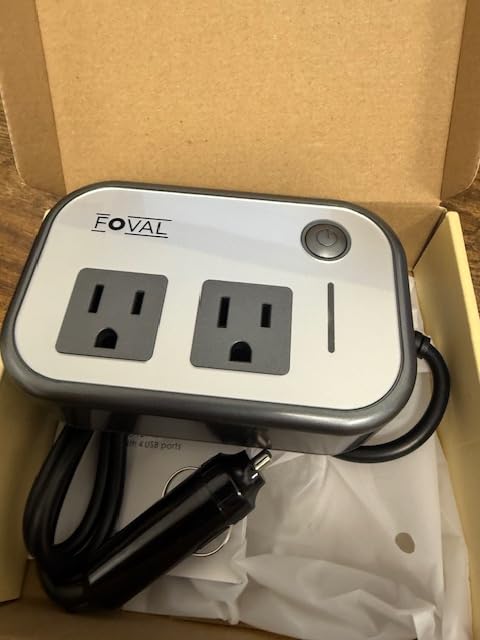 200W Car Power Inverter, FOVAL 12V DC to 110V AC Car Inverte with 4 USB Ports Car Outlet Adapter, Power Inverter for Vehicles, Car Plug Adapter Outlet for Laptop Computer Charger (Gray) customer photo 2