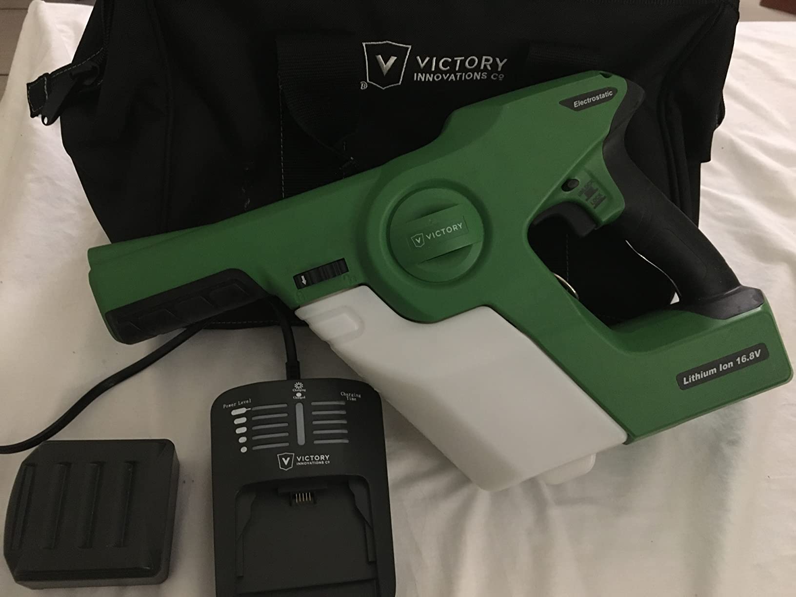 Victory Innovations Cordless Electrostatic Handheld Sprayer for Disinfectants and Sanitizers, 360 Degree Coverage, 3-in-1 Nozzle, Easy Fill Tank Covers 2,800 Sq Ft, Green, 33.8 Fl Oz, (VP200ESK) customer photo 1