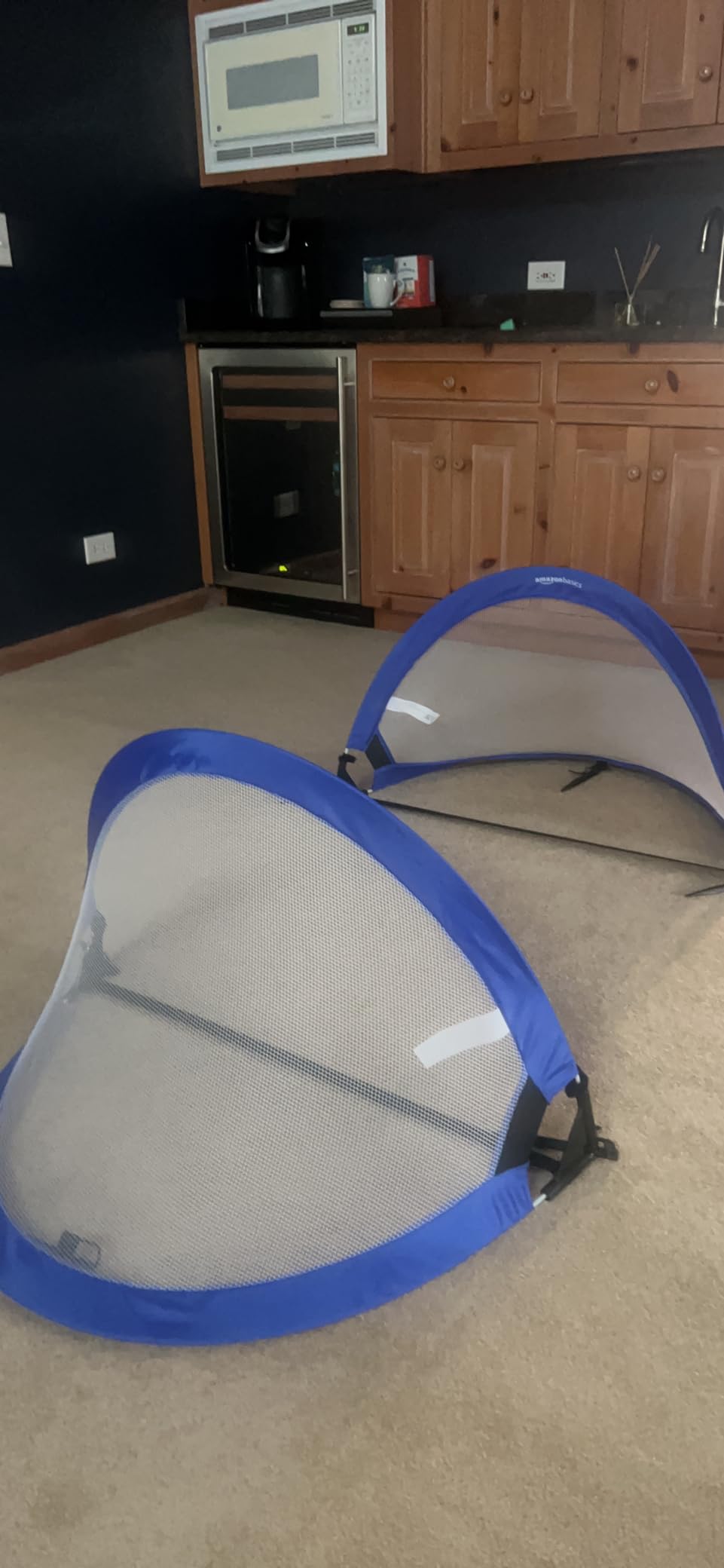 Amazon Basics Portable Pop Up Soccer Goal Set for Kids, Training Equipment, Outdoor Sports Games, Backyard Soccer, Blue, 2-Pack customer photo 2