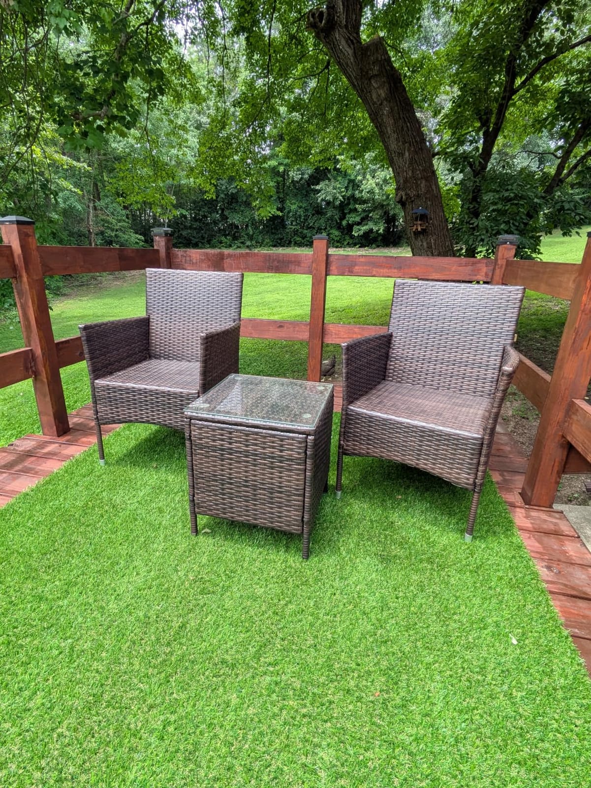 Devoko 3 Piece Patio Furniture Set Outdoor Wicker Conversation (Brown) | PE Rattan Patio Porch Table and Chairs Set of 2 for Balcony Garden and Yard customer photo 2