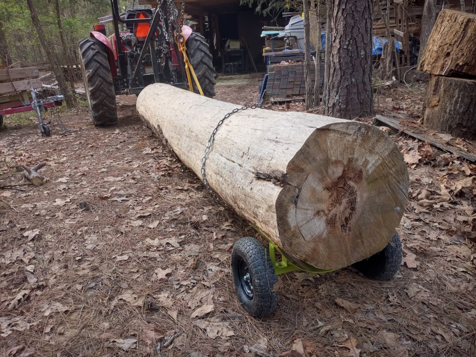 TMW-70 Heavy Duty Steel Log Skate Towing Attachment with Dual Chains, 1 Load Binder, and 12 Inch Pneumatic Tires for Off Road Terrain customer photo 2