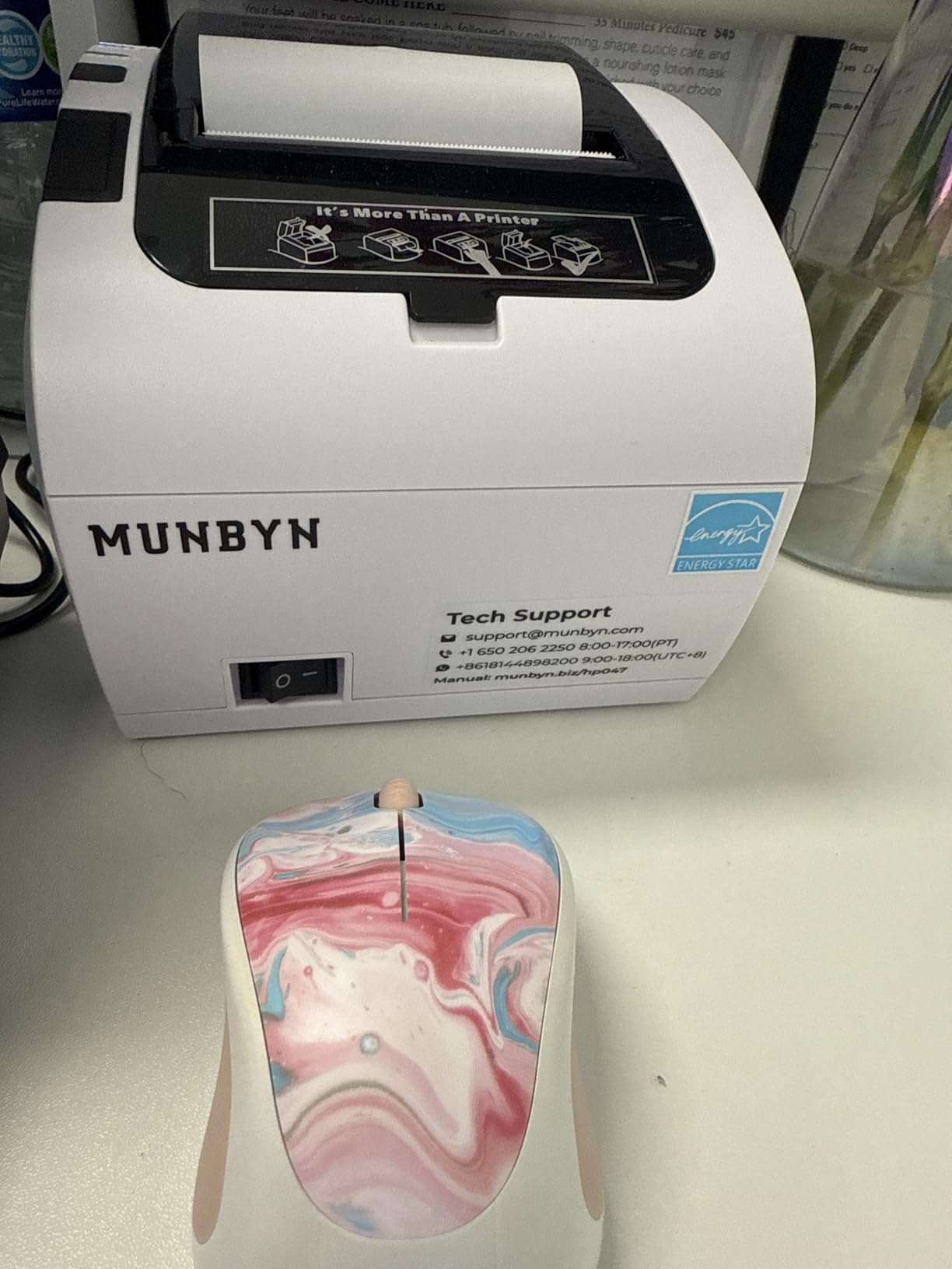 MUNBYN Receipt Printer, Thermal Receipt Printer Works with Windows Mac Chromebook Linux Cash Drawer, USB/Ethernet Port 80mm Printer for POS, High-Speed Auto-Cutter Wall Mount, ESC/POS (ITPP047) customer photo 1