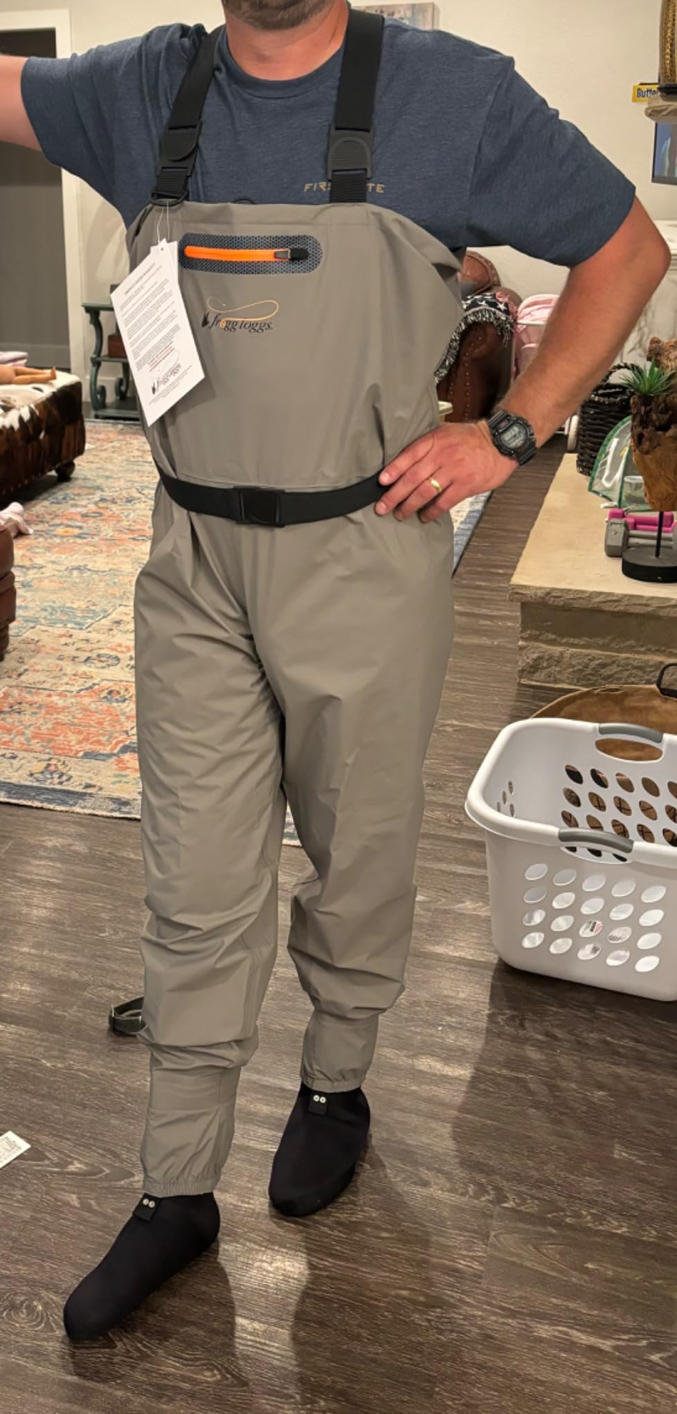 FROGG TOGGS Canyon II Waterproof Chest Fishing Waders, Stockingfoot | 4-ply nylon upper, double-taped neoprene booties, zippered chest pockets, adjustable Y-back suspenders, for men and women customer photo 1