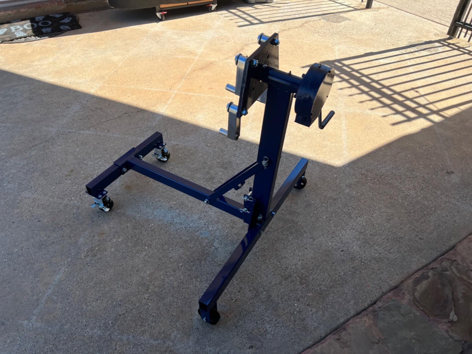 JEGS Folding Engine Stand | Geared Rotating Head | Yellow Finish | 1000 LBS Capacity | 360 Degree Adjustable Mounting Head | 4 Ball-Bearing Swivel Caster Wheels | Heavy-Duty Steel Frame customer photo 2