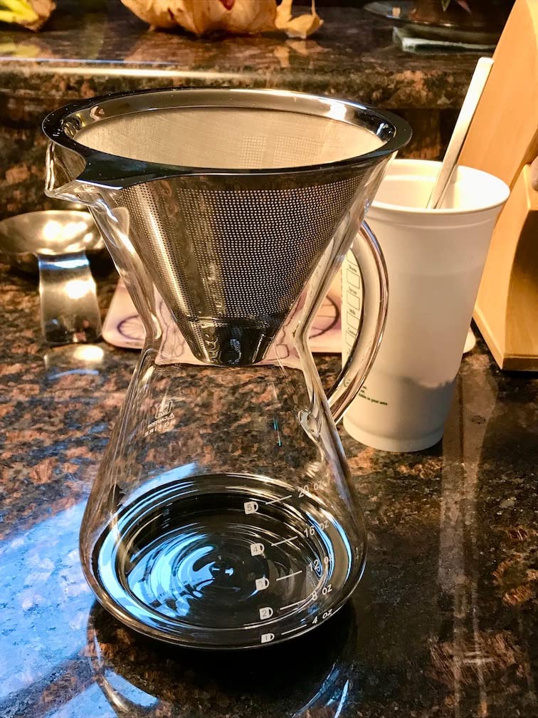 Bean Envy Pour Over Coffee Maker - Glass Dripper with Steel Filter 20 Oz | Dishwasher Safe, Borosilicate Carafe, Reusable Stainless Mesh, Non-Toxic, Silicone Base, Manual Drip Brewer customer photo 2