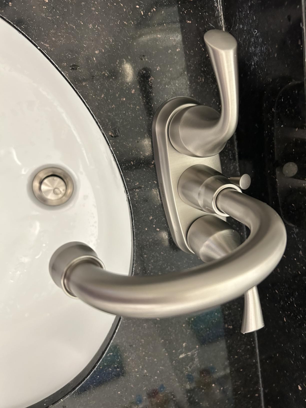 Moen Idora Spot Resist Brushed Nickel Two-Handle Centerset Bathroom Sink Faucet with Drain Assembly, 84115SRN customer photo 1