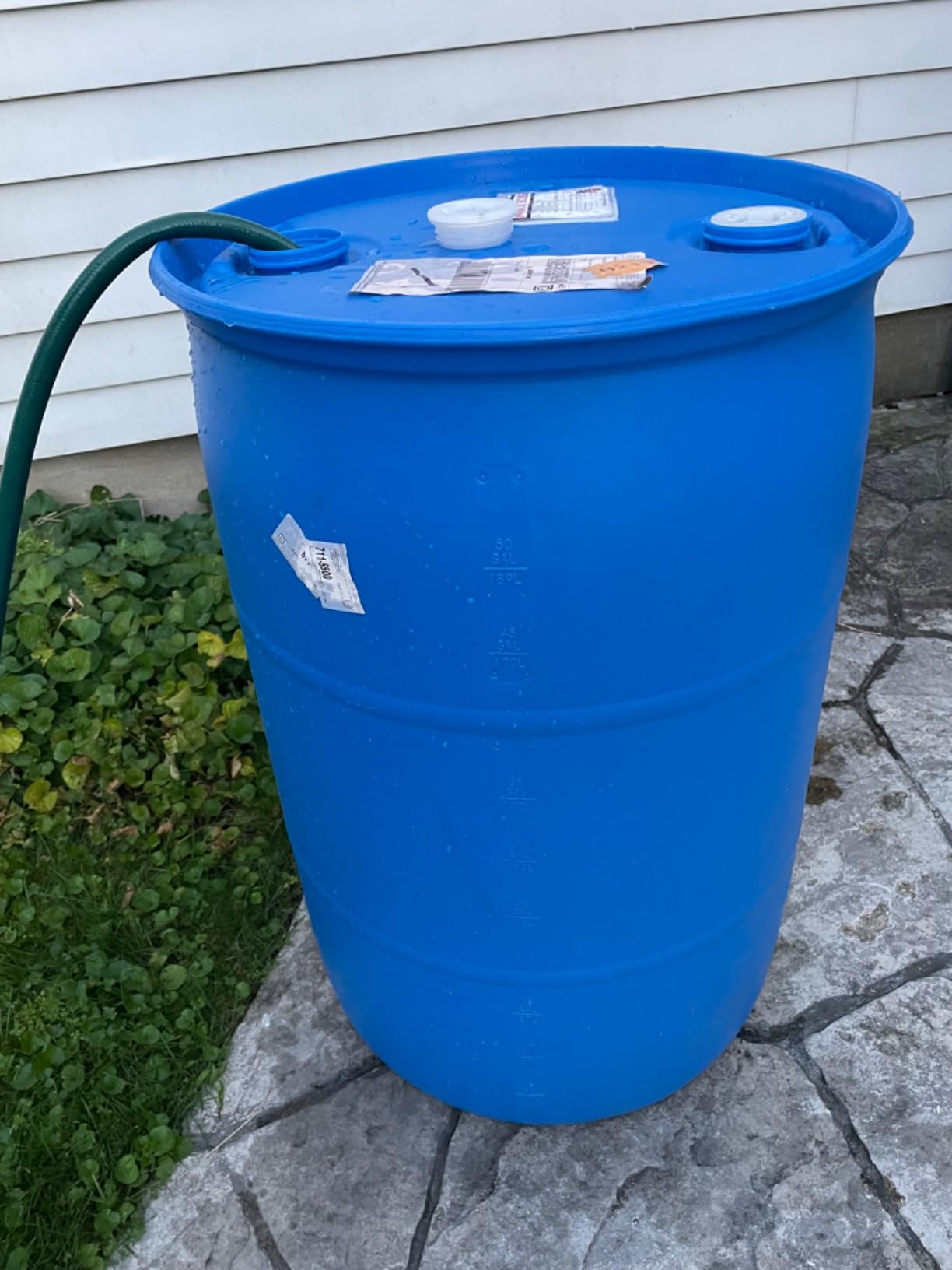 55 Gallon Blue Water Barrel | Solid Mold | 2 Inch Bung Holes, Good for Long Term Drinking Water Use | BPA Free customer photo 2
