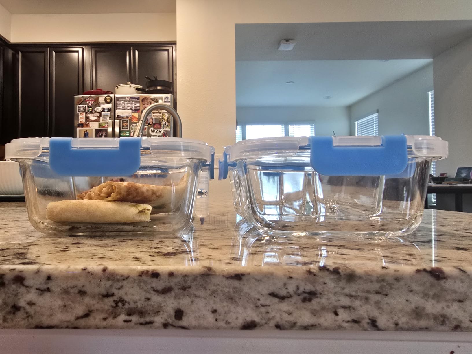 FIT Strong & Healthy Glass Meal Prep Containers, 2 & 3 Compartments - Portion Control, Lunch Container Set, Food Storage, Airtight Lids, Oven & Freezer Safe, Leak-Proof Bento Box, 32 oz, Blue, 4 Pack customer photo 2