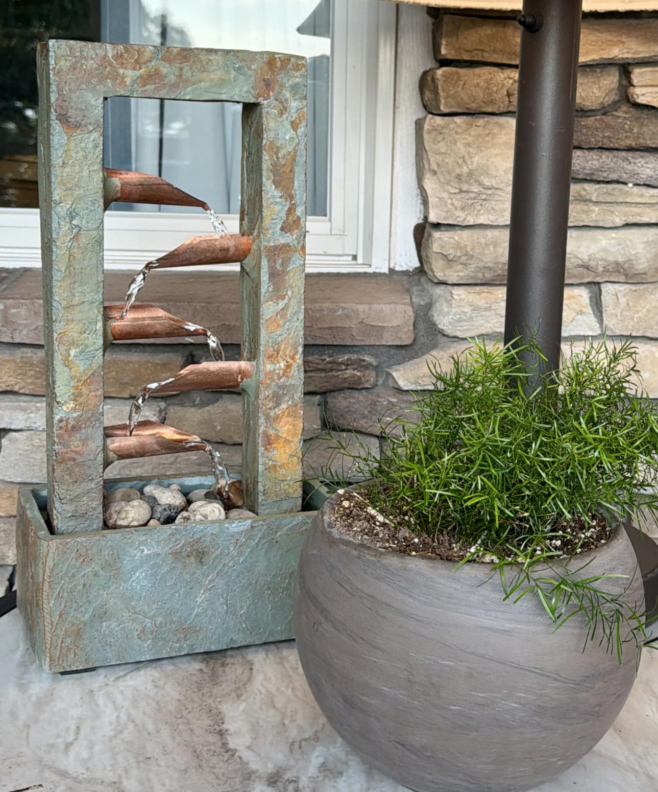 Kenroy Home Spillway Rustic Indoor Table Fountain, Slate and Copper, 19 Inch Height customer photo 1