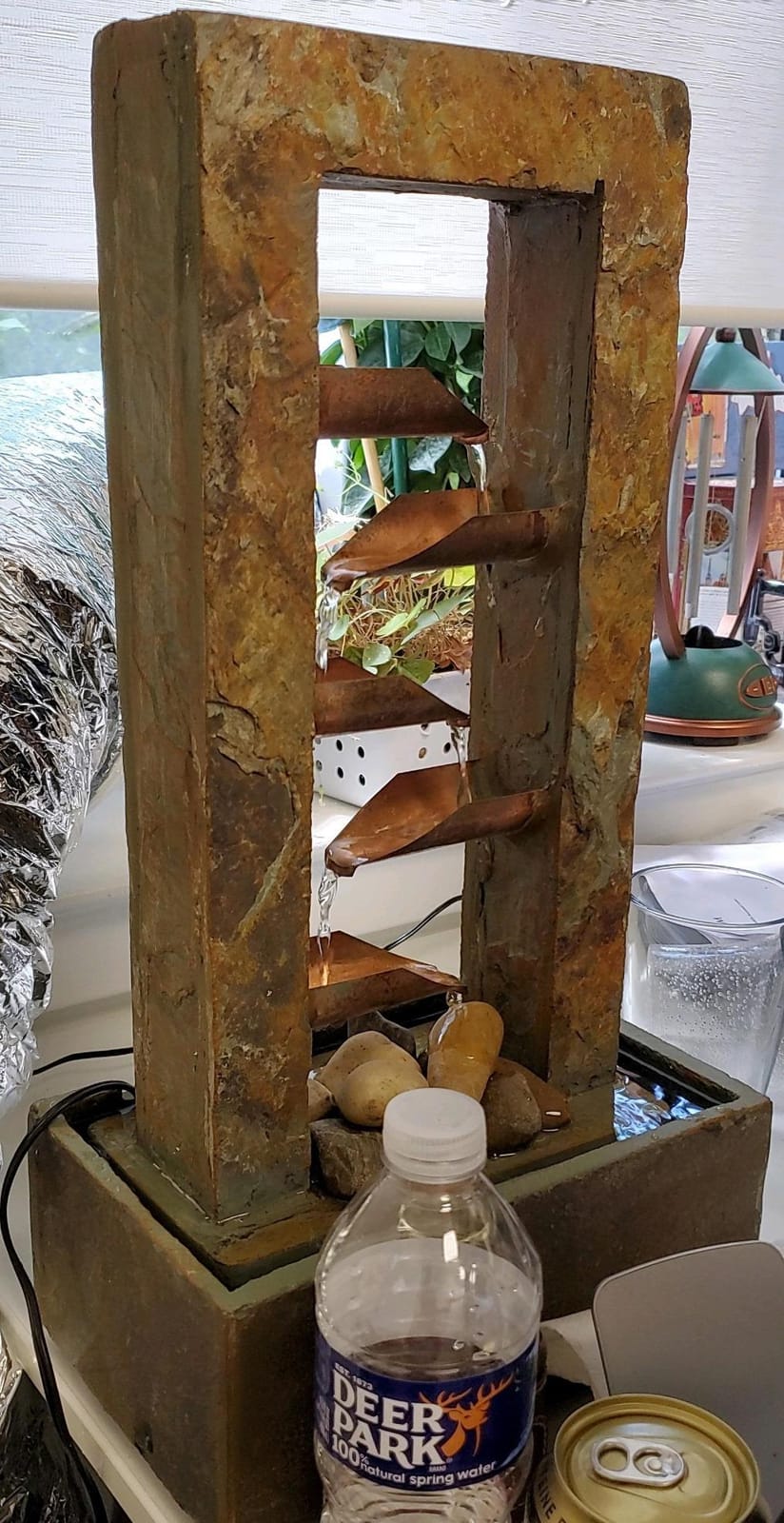 Kenroy Home Spillway Rustic Indoor Table Fountain, Slate and Copper, 19 Inch Height customer photo 2