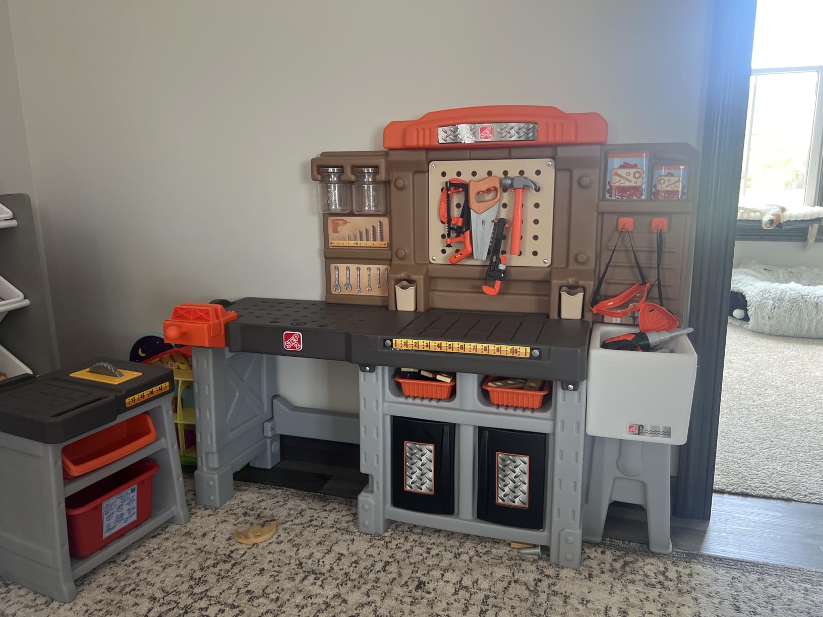 Step2 Pro Play Kids Workshop with Utility Bench, Indoor/Outdoor Tool Bench for Children, Interactive Play with Sounds, Made of Durable Plastic, Includes 76 Piece Toy Accessories, Toddlers 3+ Years Old customer photo 1