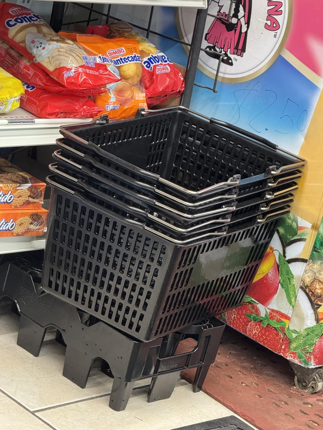 Only Hangers Shopping Basket (Set of 5) Durable Red Plastic with Metal Handles - Available in Black, Green, Blue, and Yellow (RED) customer photo 1