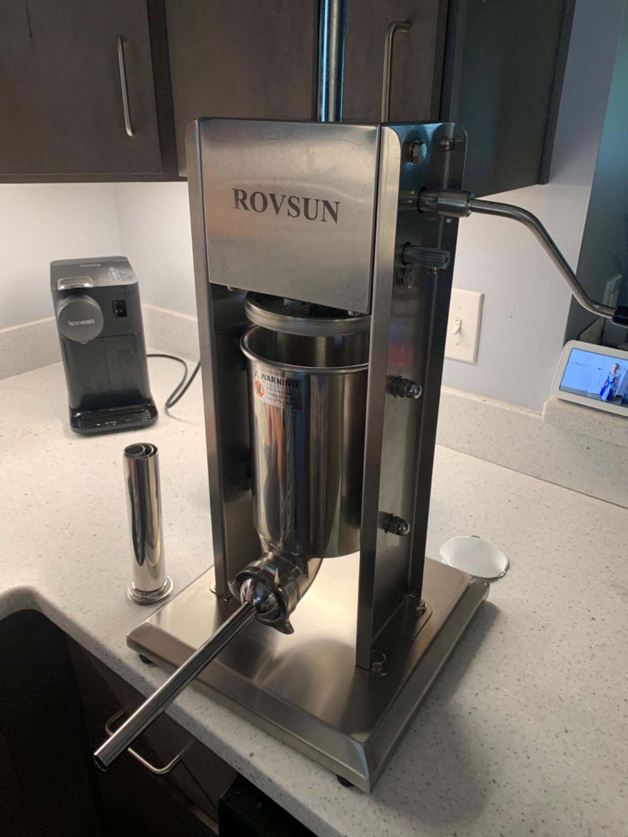 ROVSUN 15LBS/7L Manual Sausage Stuffer, Two Speed Stainless Steel Vertical Sausage Maker, Meat Filling Machine with 5 Stuffing Tubes for Commercial and Home customer photo 1