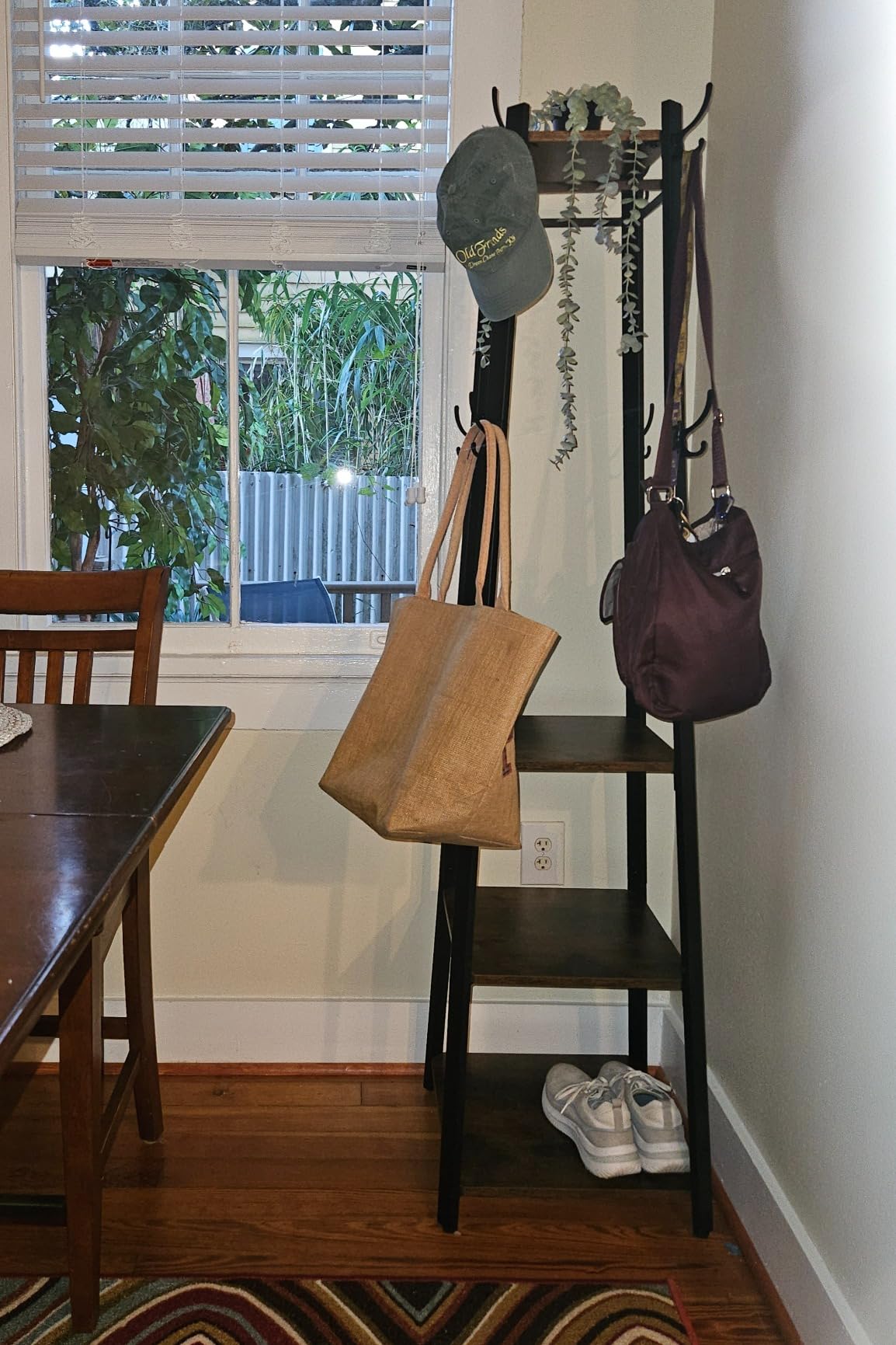 VASAGLE Coat Rack Freestanding, Hall Tree with 2 Shelves | Coat Hanger Stand, for Clothes, Hat, Bag, Contemporary Style, Rustic Brown and Black, COLTEN Collection URCR16BX customer photo 2
