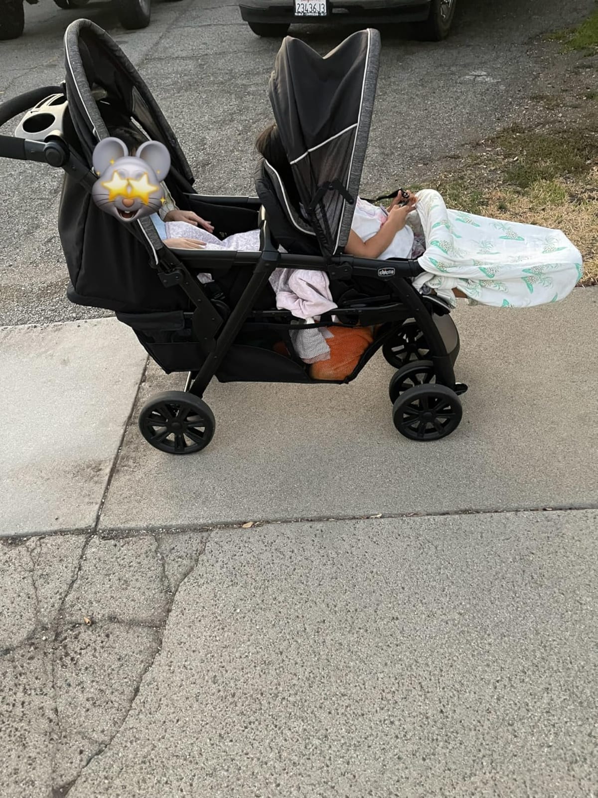Chicco Cortina Together Double Stroller, 2-Seat, Foldable, Minerale/Black, fits 2 Chicco KeyFit seats, all-wheel suspension, baby travel stroller customer photo 1