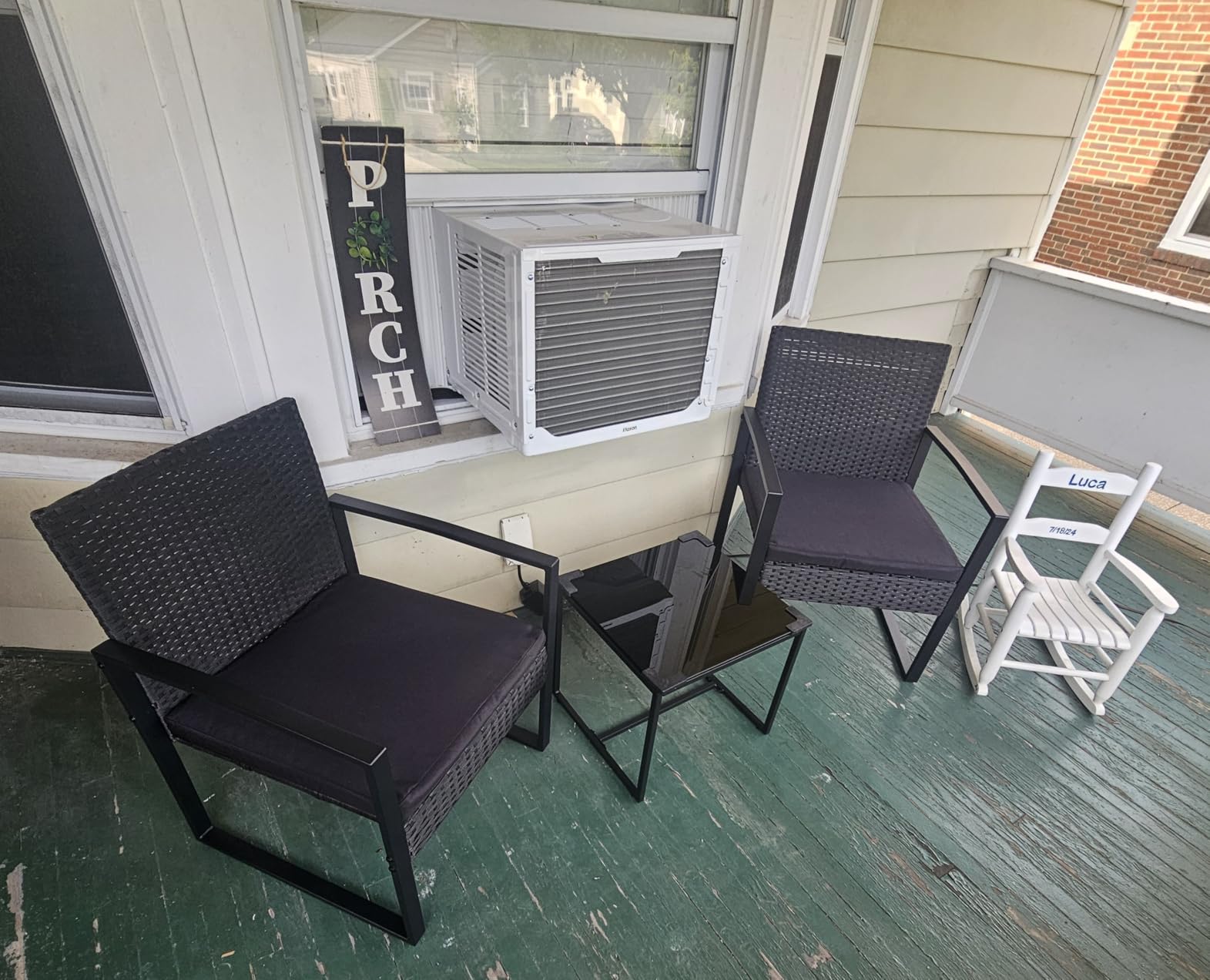 Flamaker 3 Pieces Patio Furniture Set Outdoor Wicker Bistro Chair (Black) | Modern Patio Conversation Rattan Front Porch Chairs Set of 2 with Coffee Table for Balcony and Yard customer photo 2