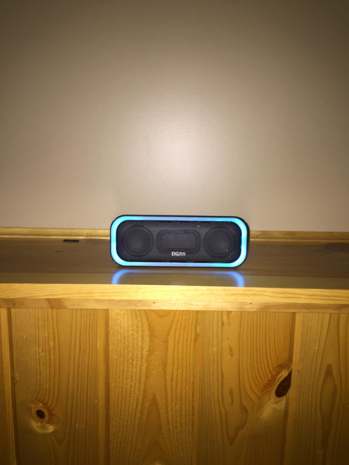 DOSS SoundBox Pro Bluetooth Speaker, 20W Stereo Sound, Active Extra Bass | Portable, 20H Playtime, Multi-Colors Lights, TWS Pairing, IPX6 Waterproof, Hiking, Camping, Outdoor, House Party Use, Black customer photo 1