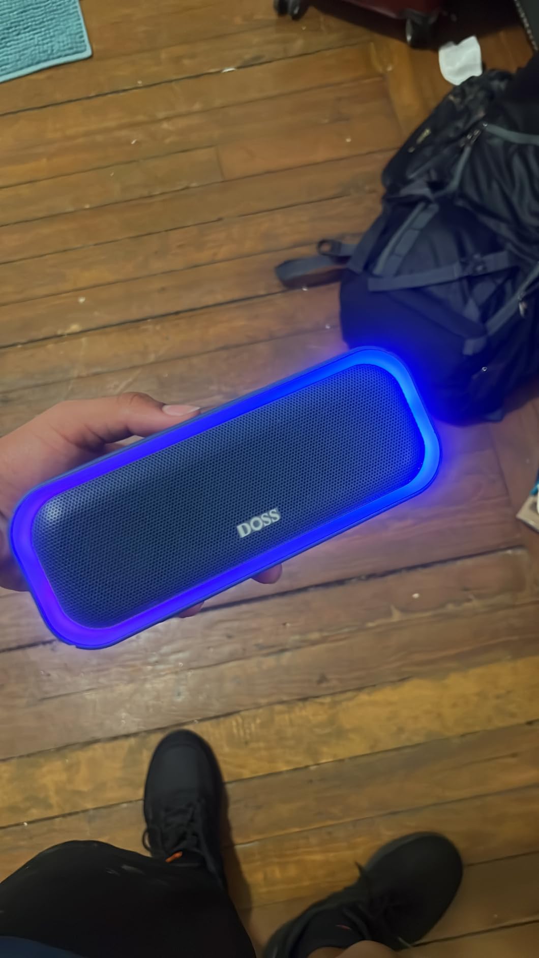 DOSS SoundBox Pro Bluetooth Speaker, 20W Stereo Sound, Active Extra Bass | Portable, 20H Playtime, Multi-Colors Lights, TWS Pairing, IPX6 Waterproof, Hiking, Camping, Outdoor, House Party Use, Black customer photo 2