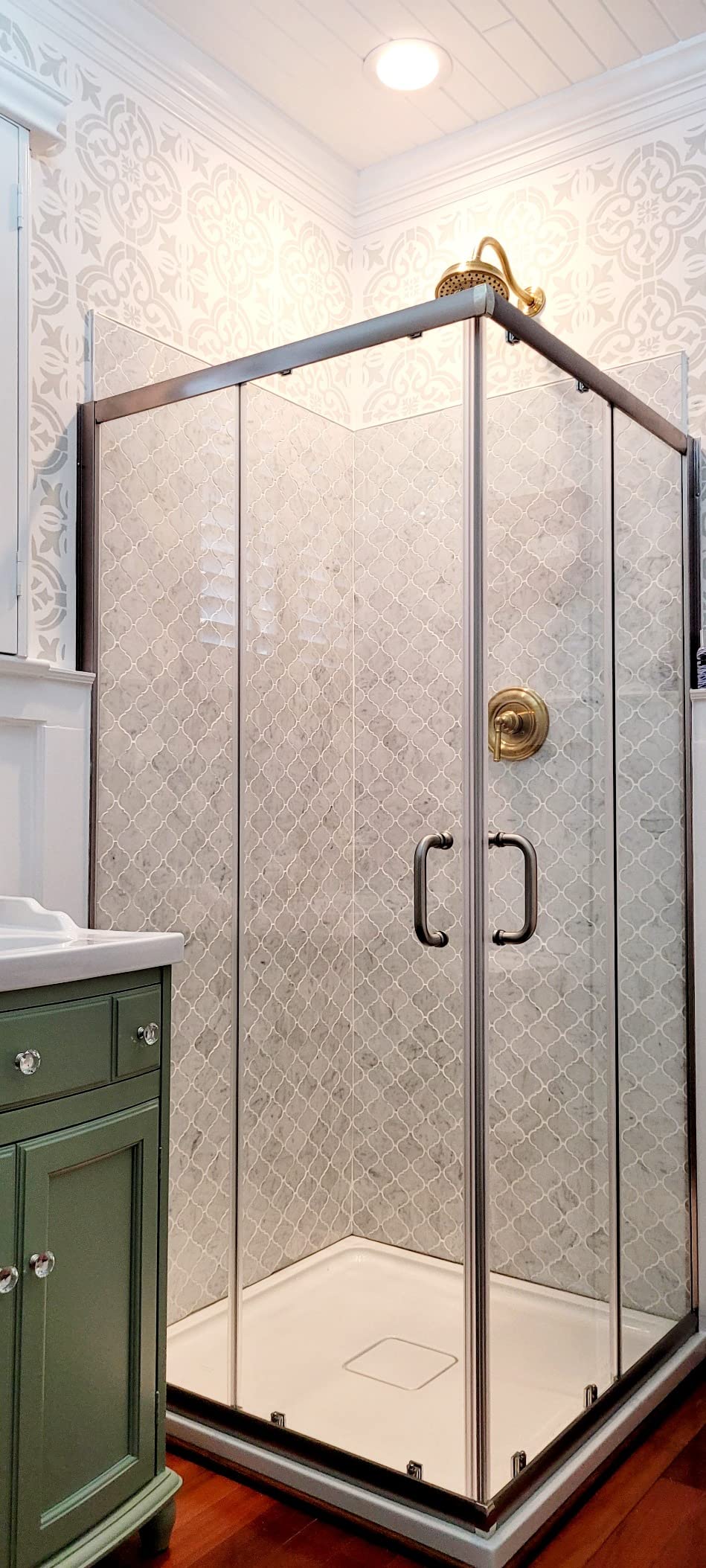 SUNNY SHOWER Corner Shower Enclosure - 1/4 in. Clear Glass Sliding Shower Doors, Framed Shower Enclosure - 36 in. X 36 in. X 72 in., Brushed Nickel Finish - Base Not Included customer photo 1