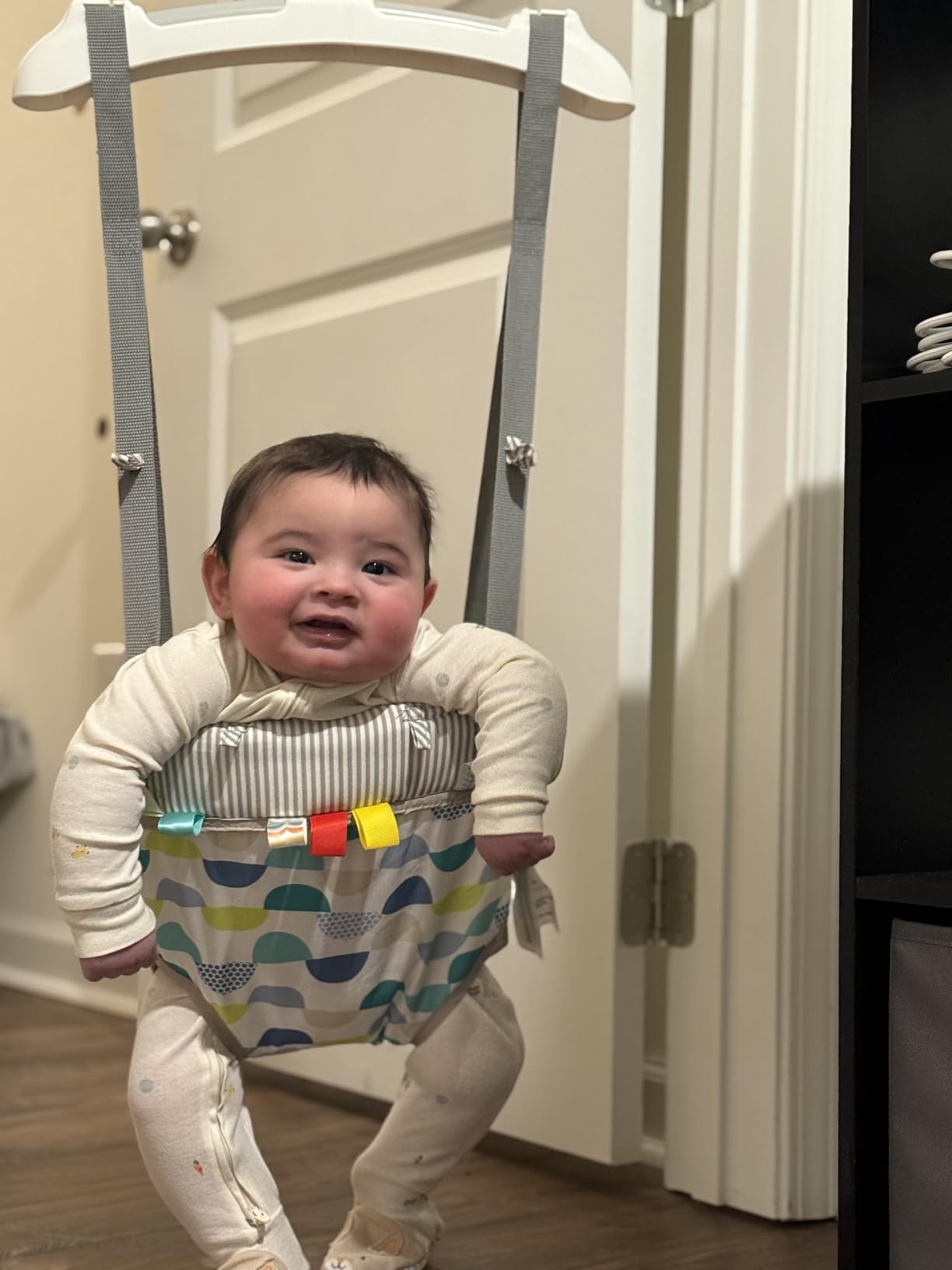 Bright Starts Playful Parade Door Jumper for Baby with Adjustable Strap, 6 Months and Up, Max Weight 26 lbs customer photo 2