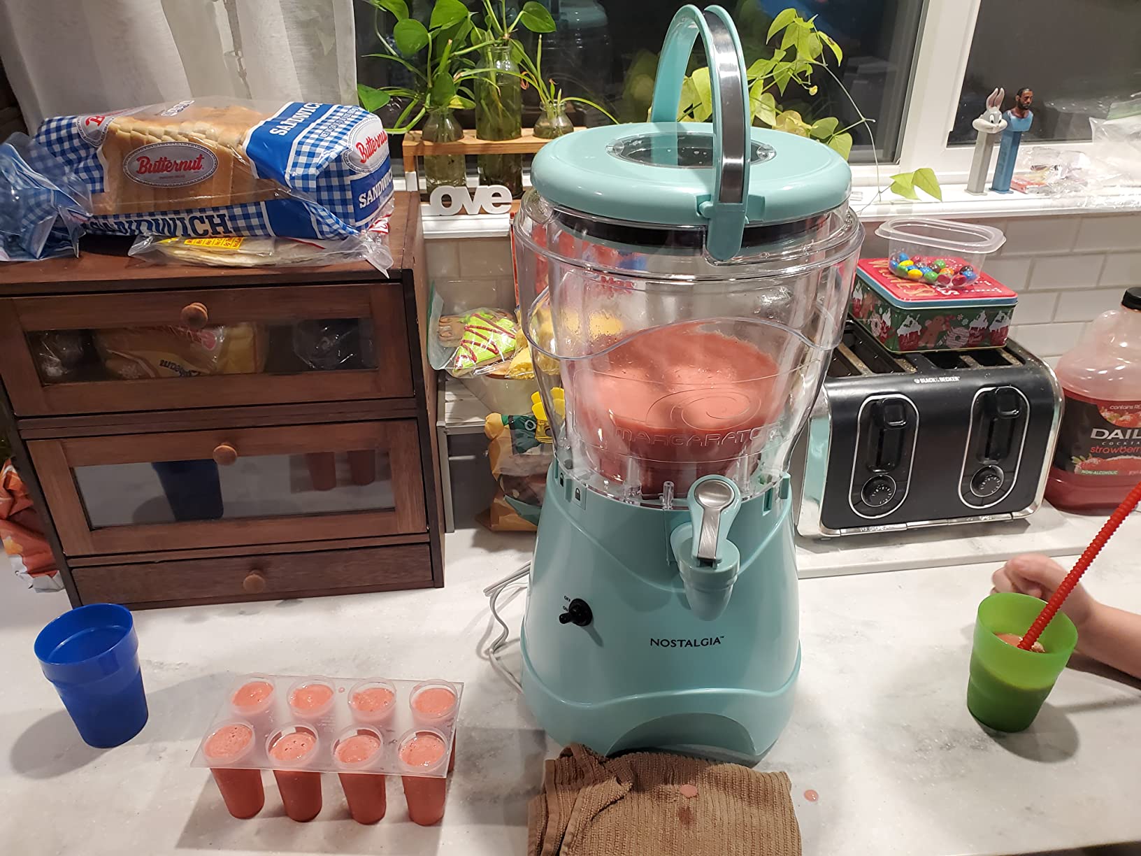 Nostalgia Frozen Drink Maker and Margarita Machine for Home - 128-Ounce Slushy Maker with Stainless Steel Flow Spout - Easy to Clean and Double Insulated - Aqua customer photo 1