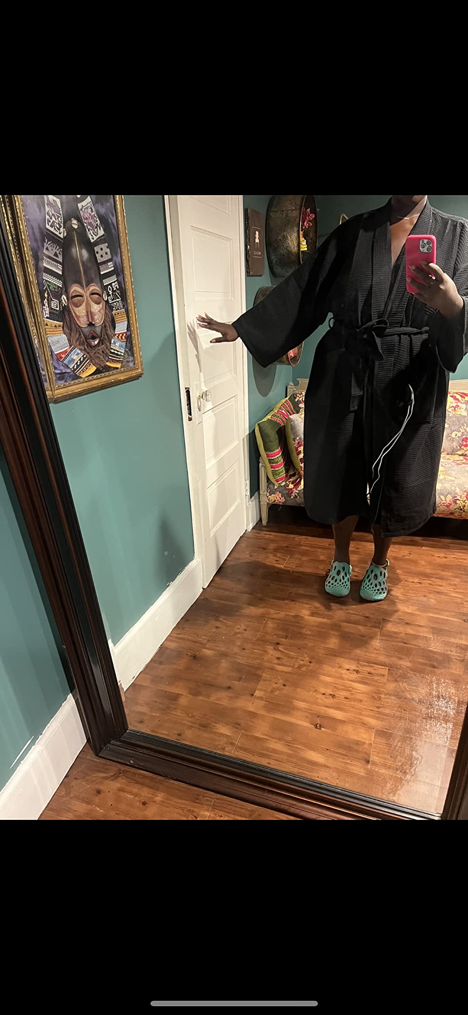Men's Waffle Robe by BOCA TERRY, Waffle Knit Spa Robe, Long Lightweight Cotton Kimono Hotel Bathrobe customer photo 2