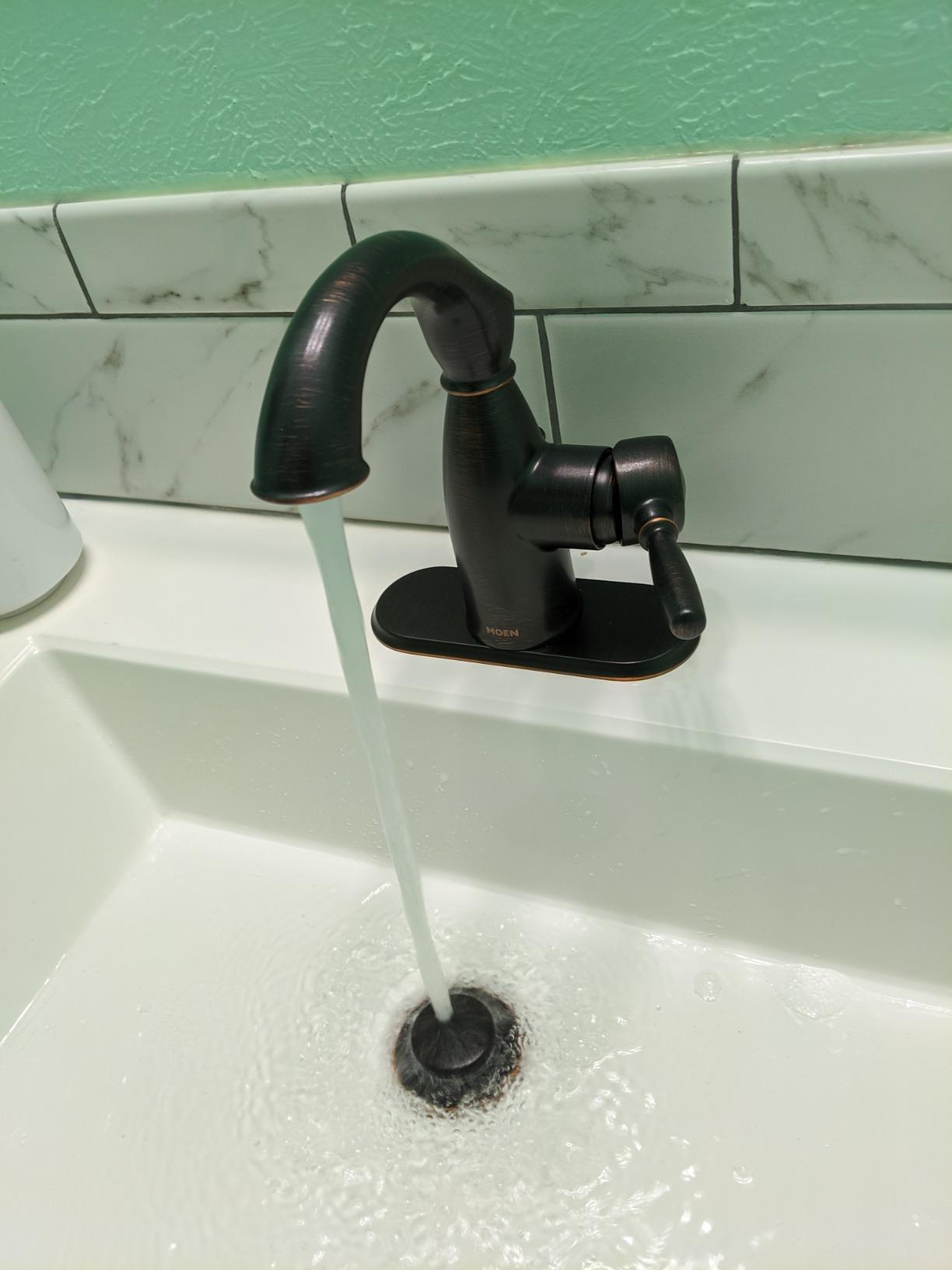 Moen Sarona Mediterranean Bronze One-Handle Single Hole Rustic Farmhouse Bathroom Sink Faucet with Optional Deckplate, 84144BRB customer photo 1