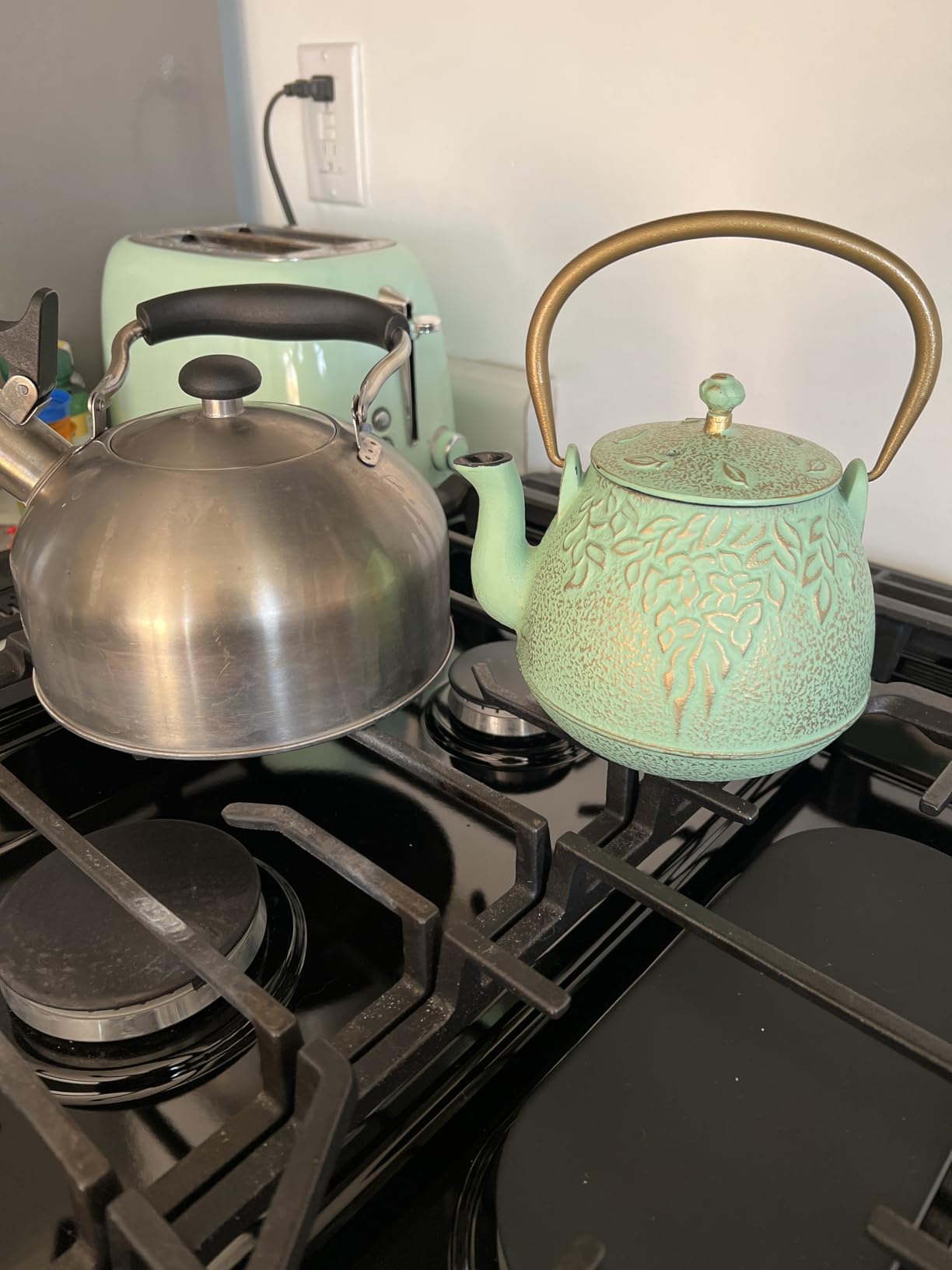 TOPTIER Japanese Teapot with Stainless Steel Infuser, Cast Iron Tea Kettle Stovetop Safe, Leaf Design customer photo 2