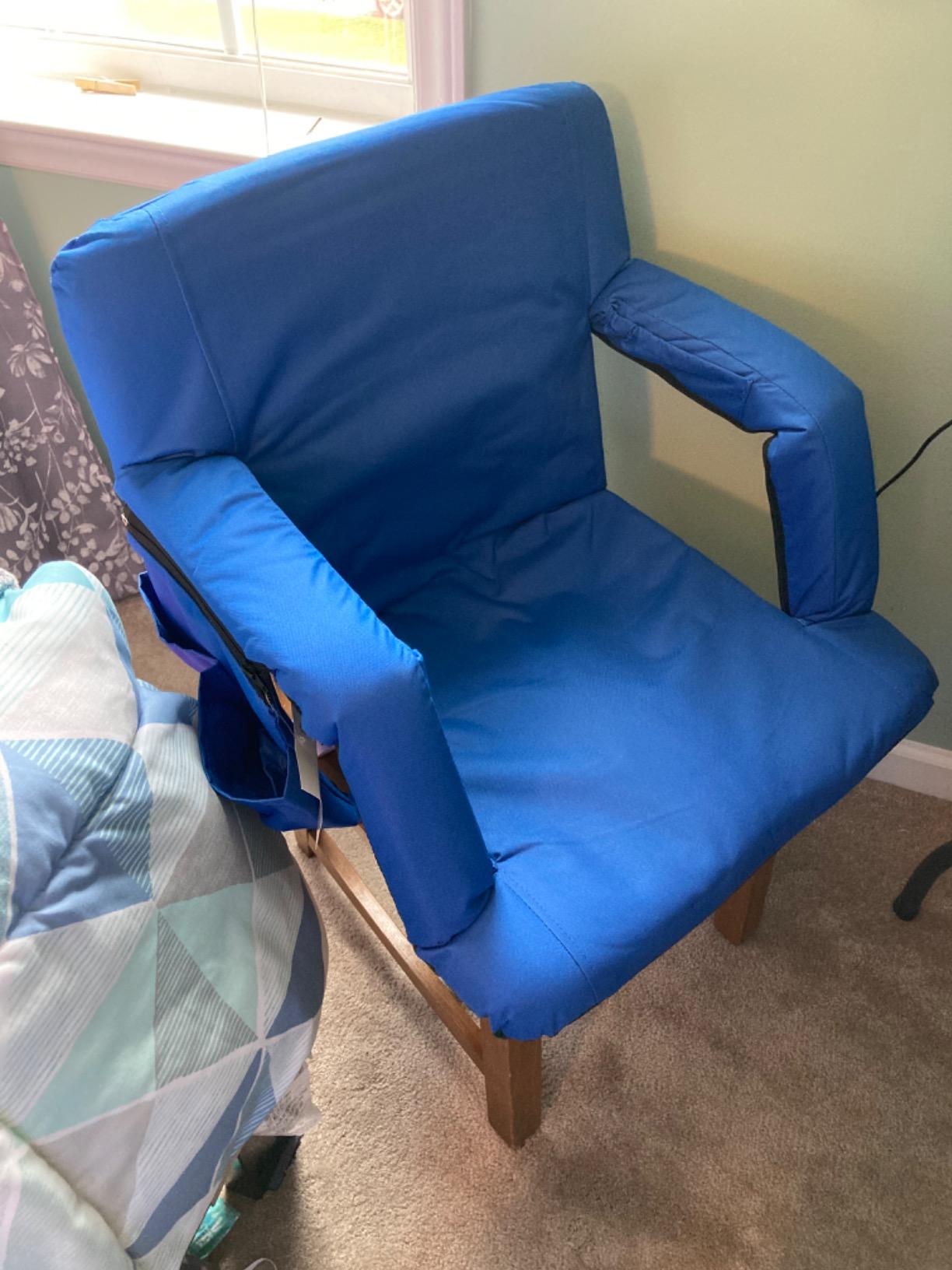 Stadium Seats with Back Support for Bleachers - Wide Bleacher Chairs with Thick Padded Cushion, Armrests, Side Pockets, & Shoulder Straps - Best Portable Seat Chair for Sports Events customer photo 2