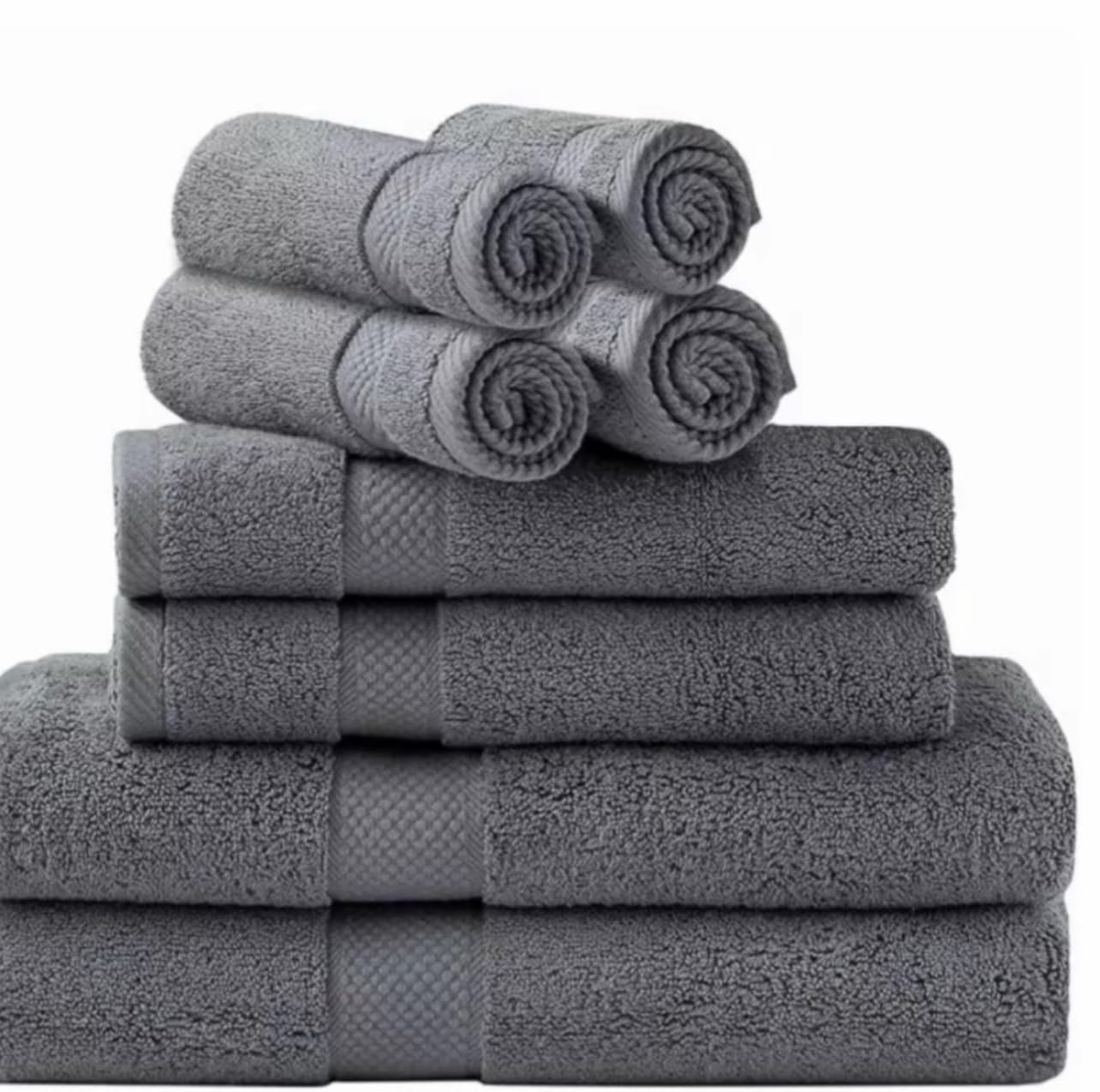 GLAMBURG Ultra Soft 8-Piece Towel Set - 100% Pure Ringspun Cotton, Contains 2 Oversized Bath Towels 27x54, Hand 16x28, 4 Wash Cloths 13x13 Ideal for Everyday use, Hotel & Spa - Charcoal Grey customer photo 2