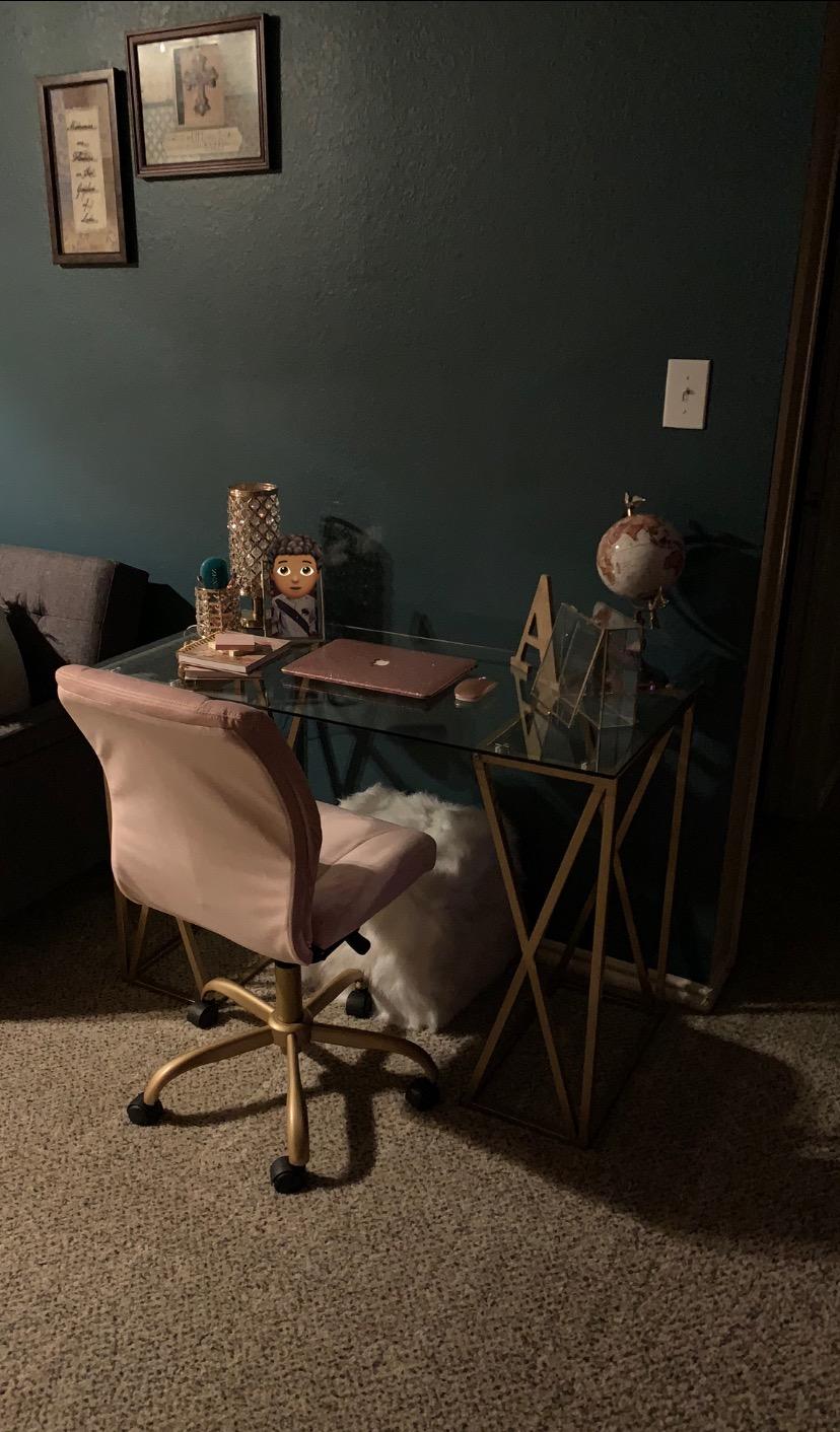 Safavieh Home Office Theresa Modern Gold Glass Top Desk customer photo 1