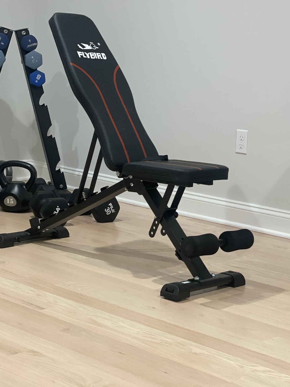 FLYBIRD Adjustable Weight Bench, Full Body Workout Bench for Home Gym | 96 Combos Flat Upright Decline Incline Bench, Foldable Bench Press for Home Gym with Premium Leather and Stable Support(L-XL) customer photo 2