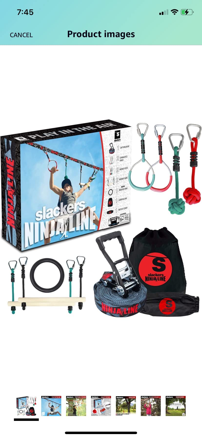 Slackers Ninjaline - 36' Intro Kit - Includes 7 Hanging Attachments - Best Outdoor Ninja Warrior Training Equipment For Kids customer photo 1